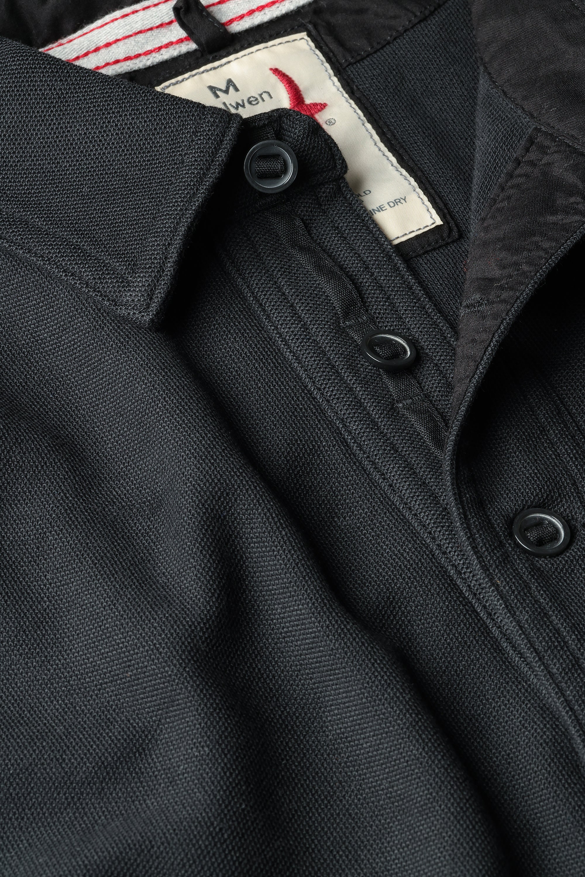 L/S Vintage Pique Polo - Black