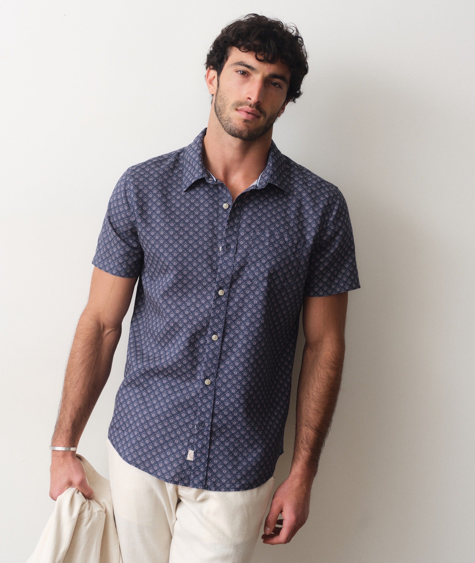 Better-Than-Linen Shirt - India Ink Diamond Print