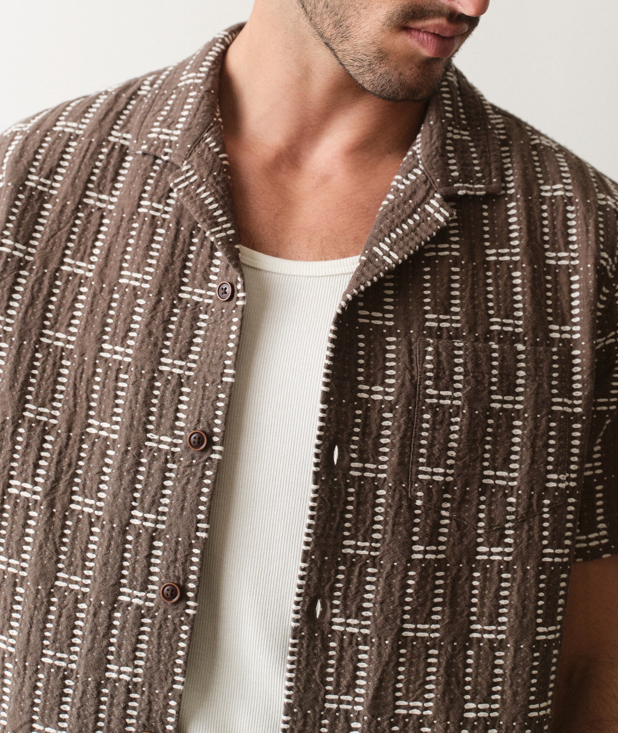 Dobby Resort Shirt - Brown
