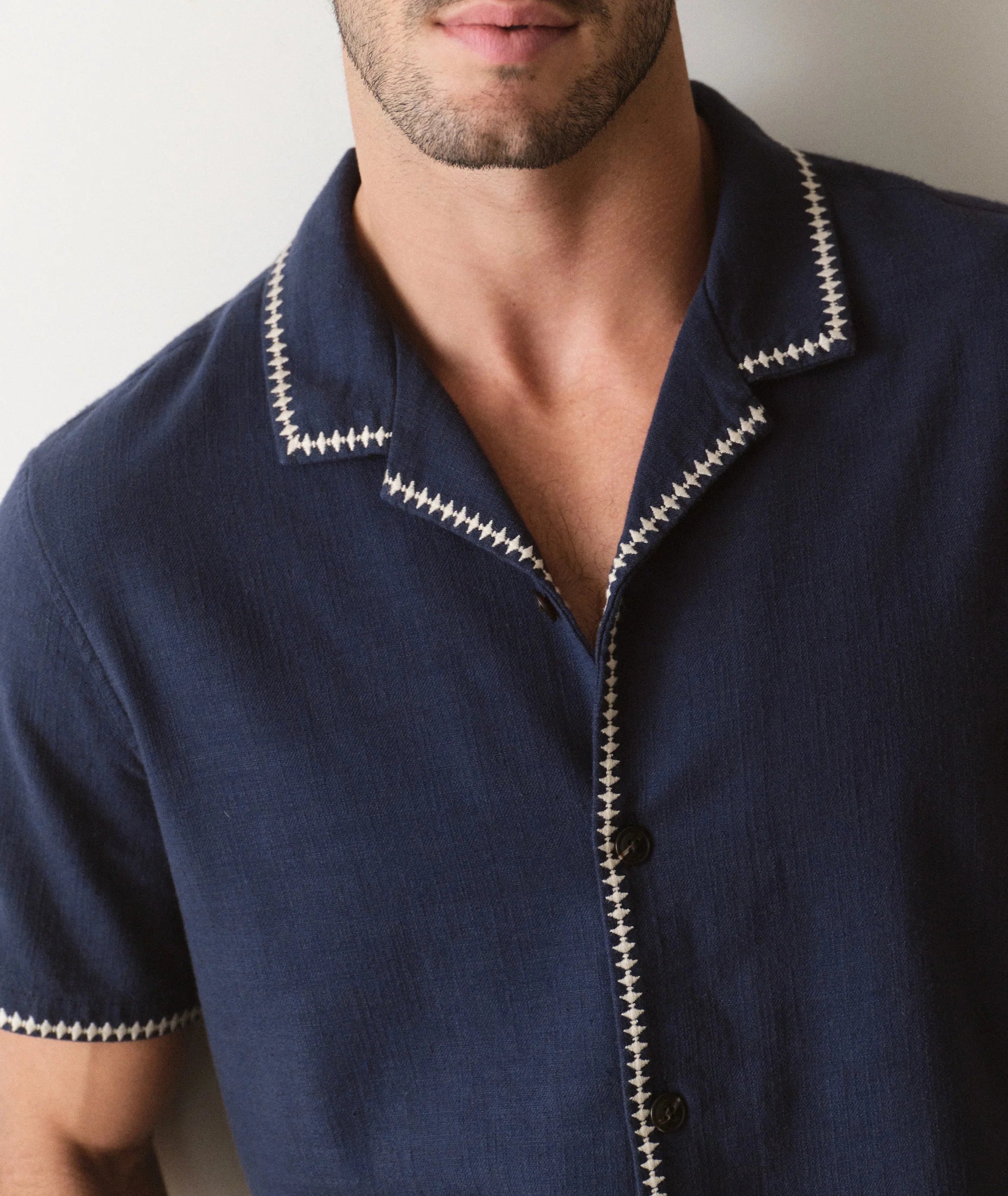 Embroidered Resort Shirt - India Ink