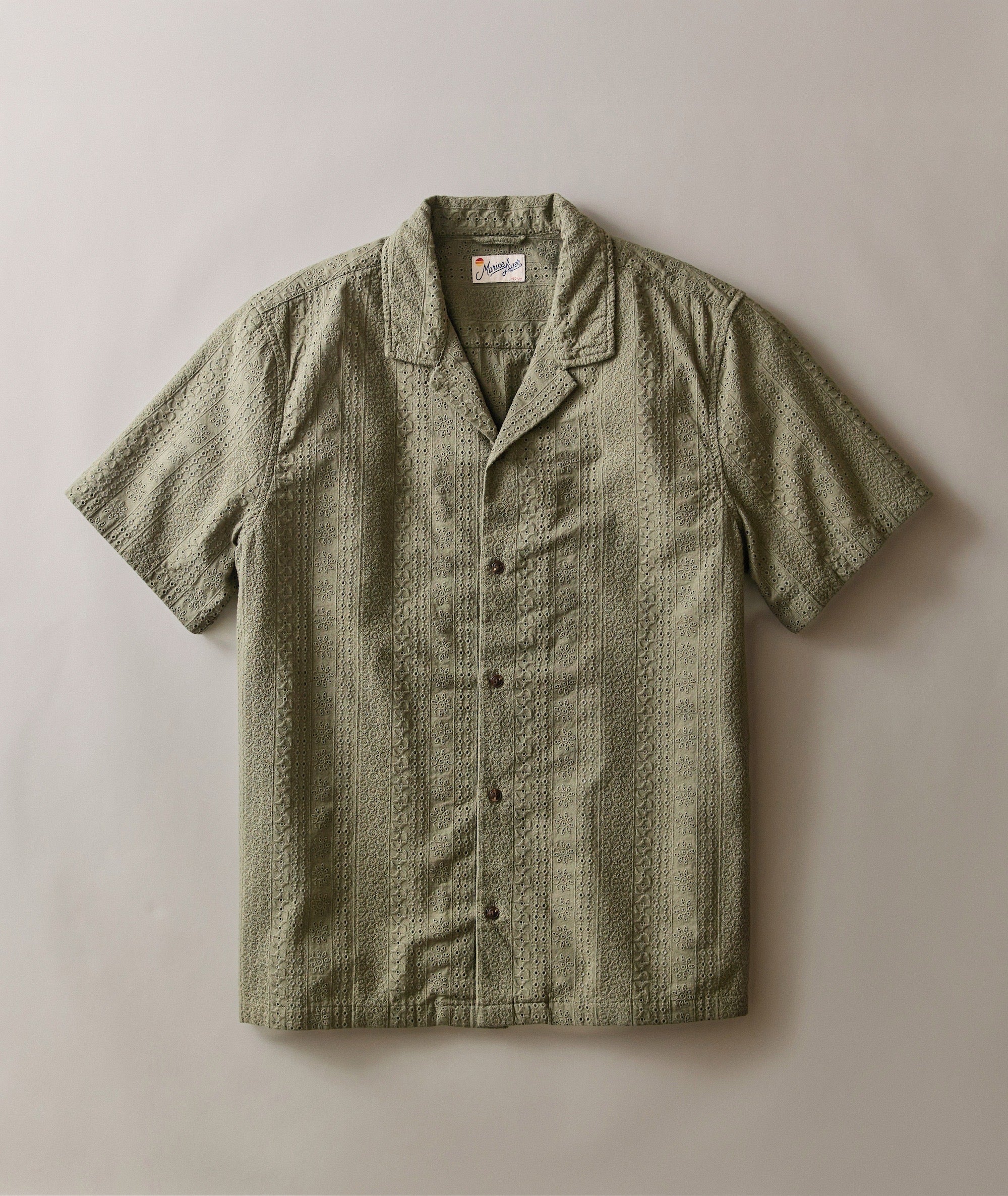 Zane Eyelet Resort Shirt - Olive