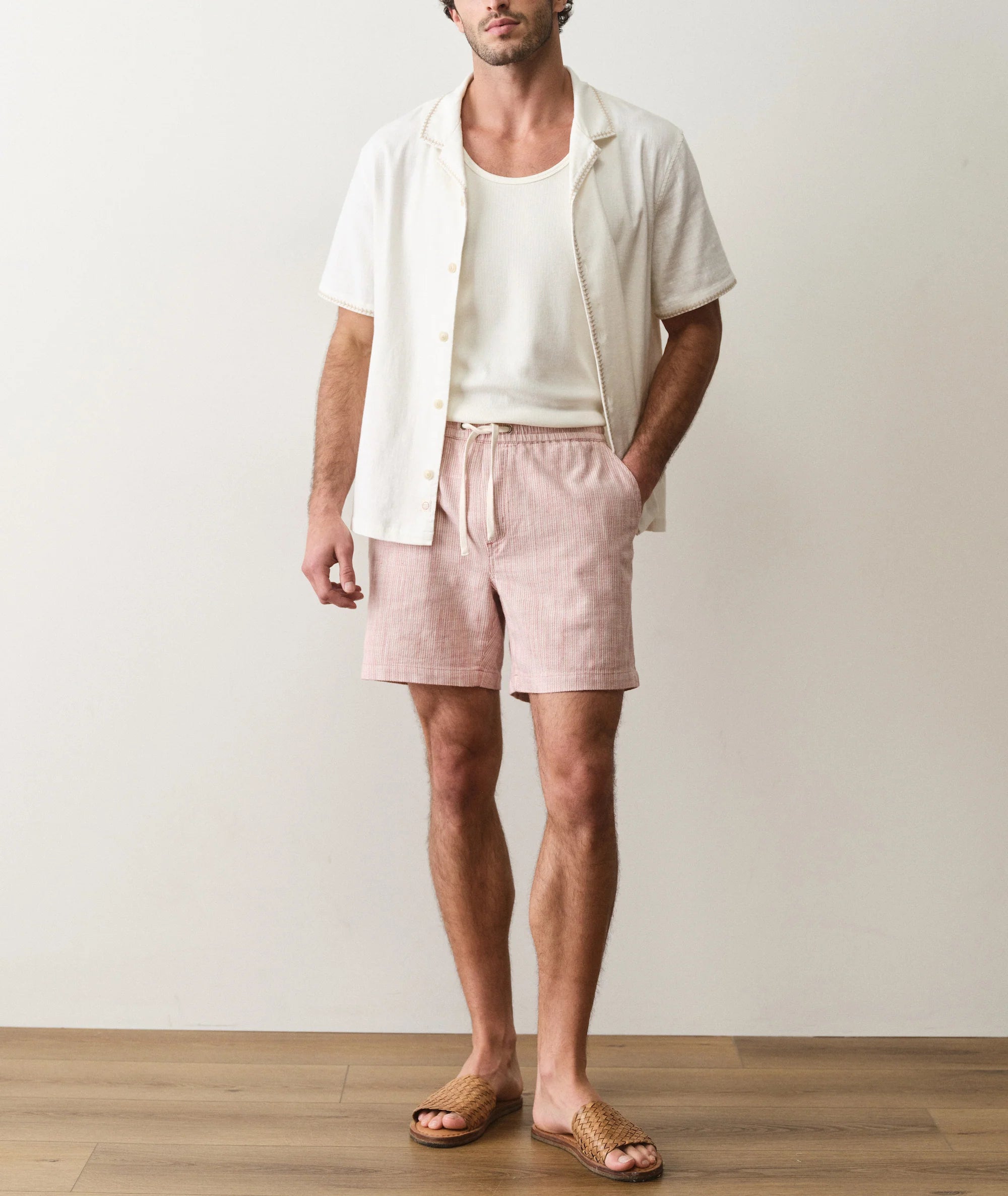 Saturday Beach Short 6" - Withered Rose Stripe