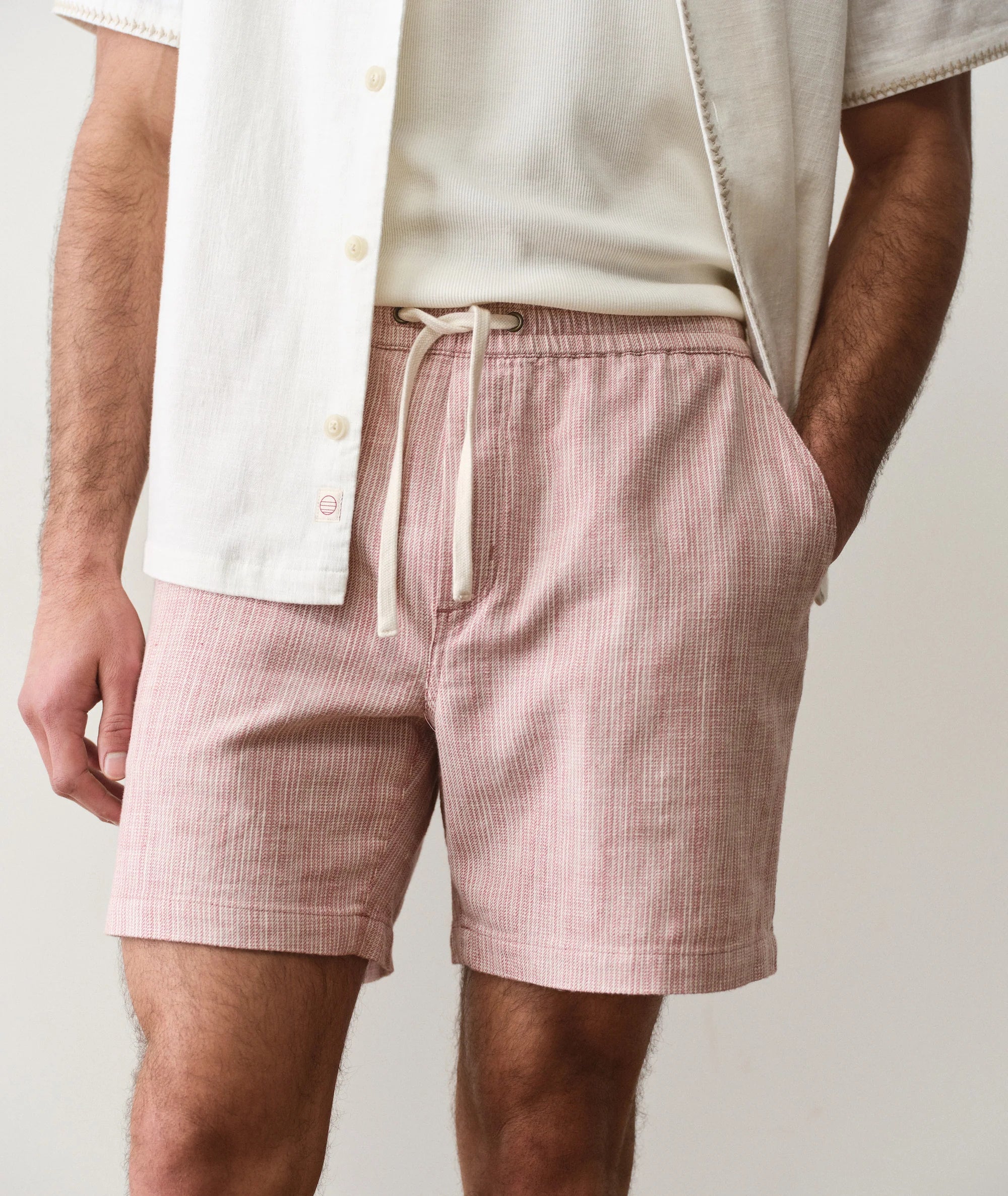 Saturday Beach Short 6" - Withered Rose Stripe