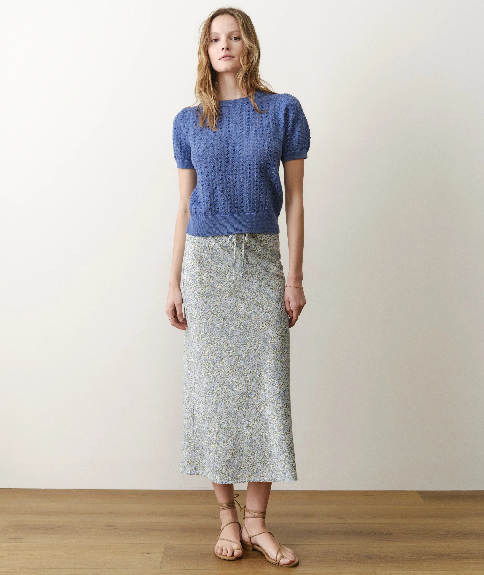 Avery Hemp Midi Skirt - Sea Floral