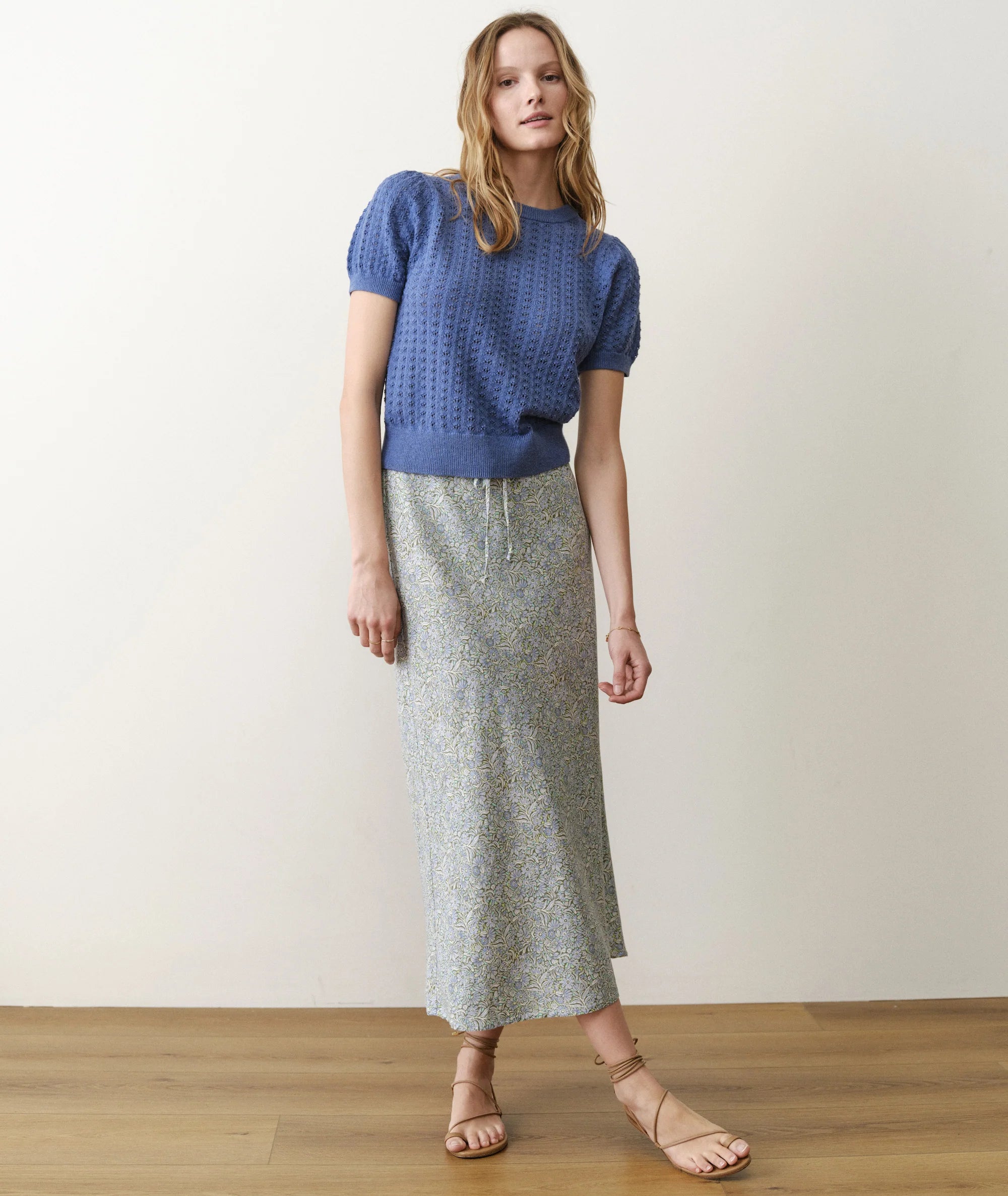 Avery Hemp Midi Skirt - Sea Floral