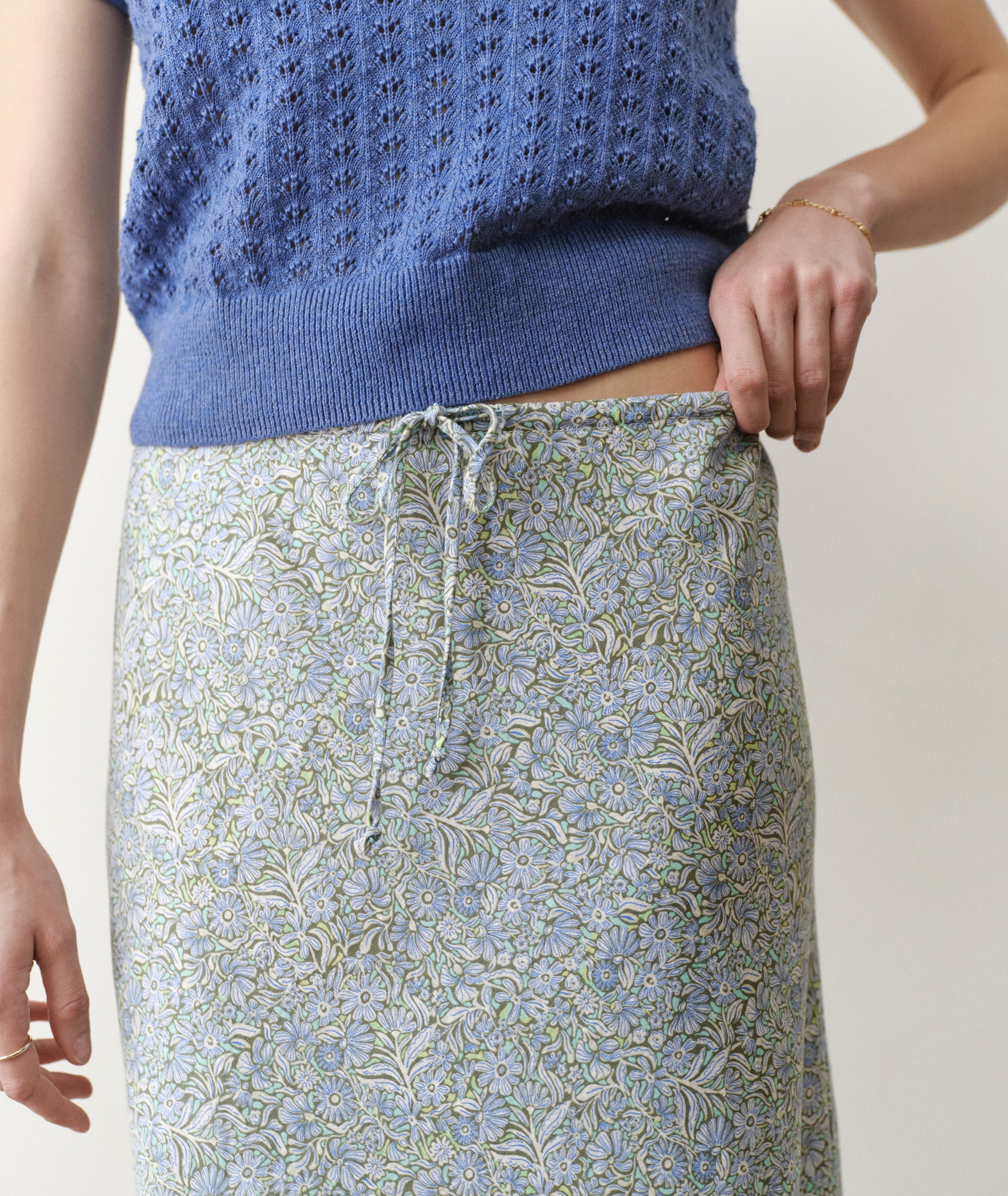 Avery Hemp Midi Skirt - Sea Floral