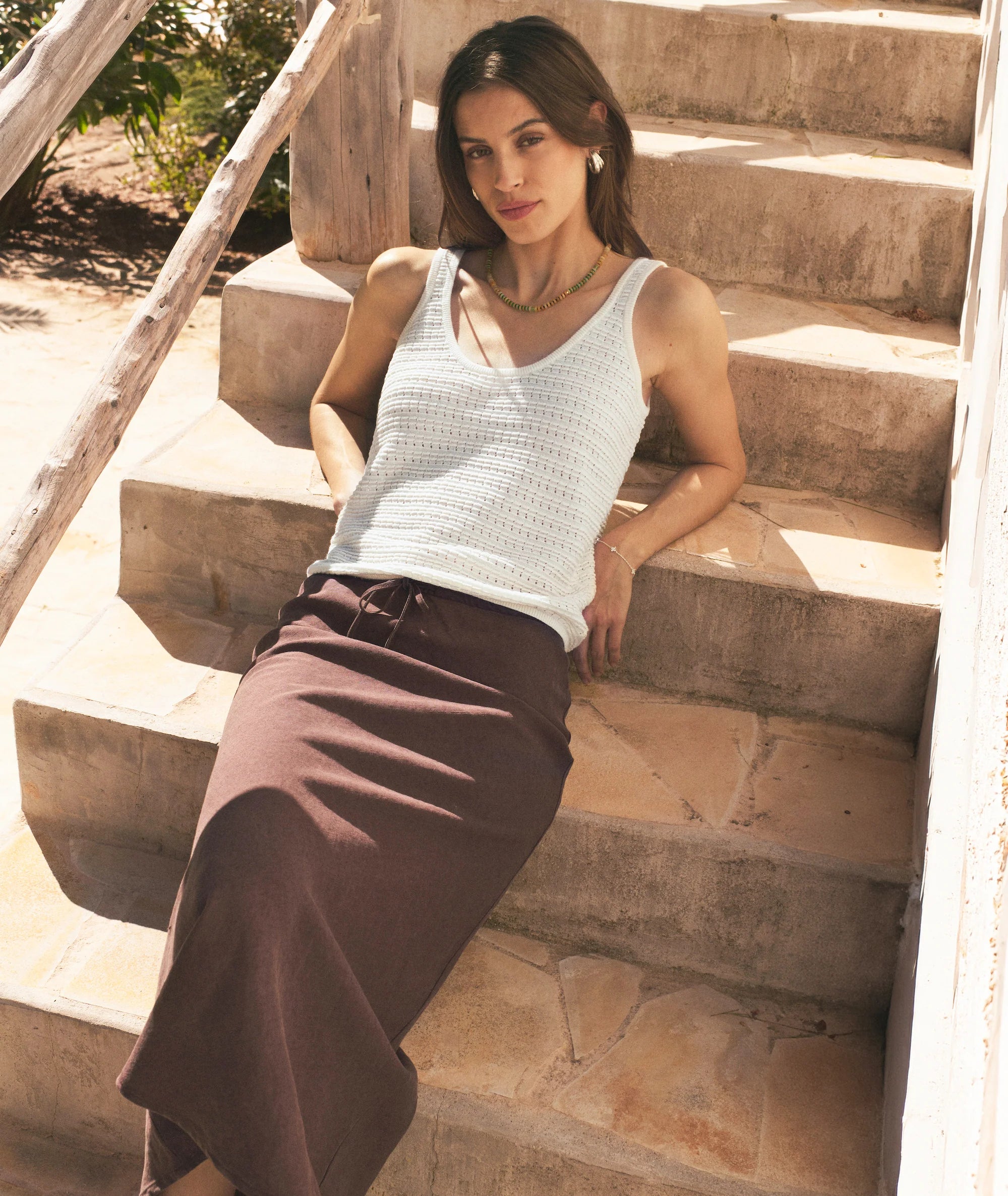 Avery Linen Midi Skirt - Chocolate