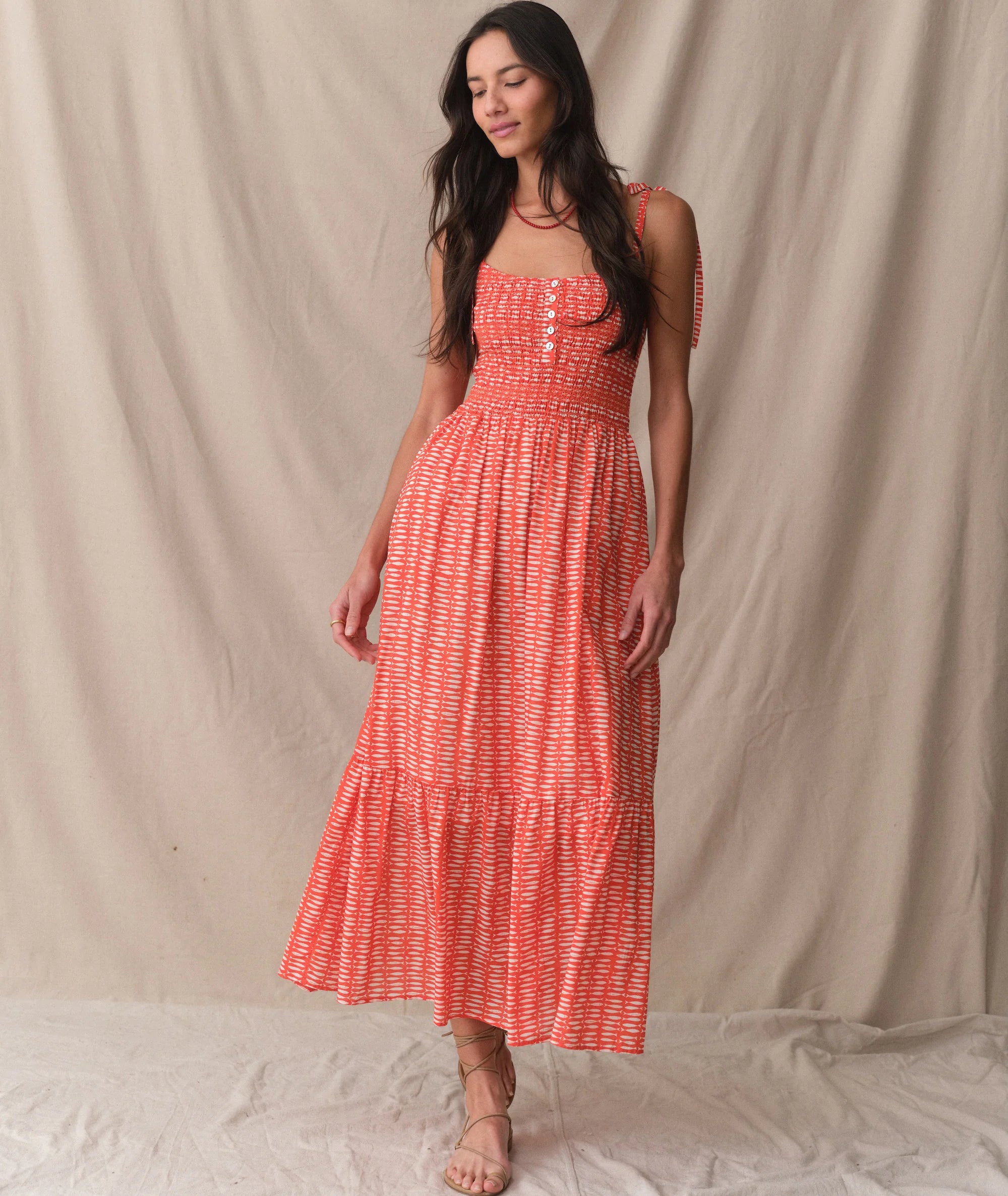 Carmen Smocked Dress - Sardina Print
