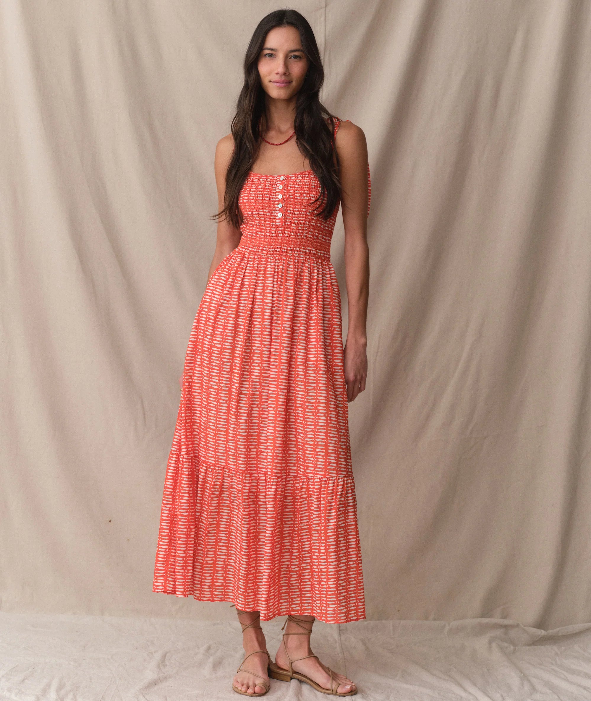 Carmen Smocked Dress - Sardina Print