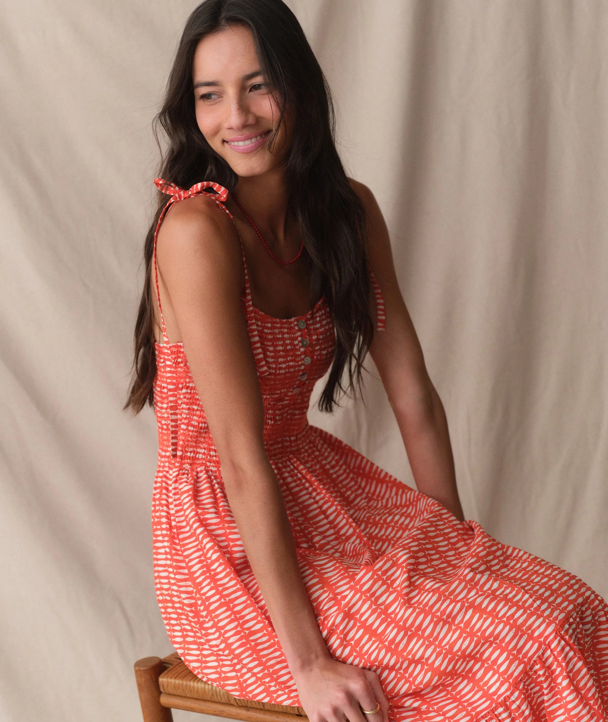 Carmen Smocked Dress - Sardina Print
