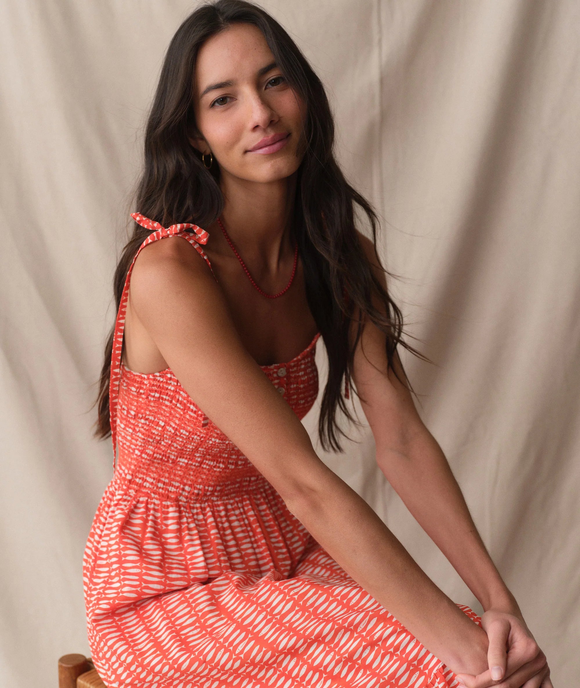 Carmen Smocked Dress - Sardina Print