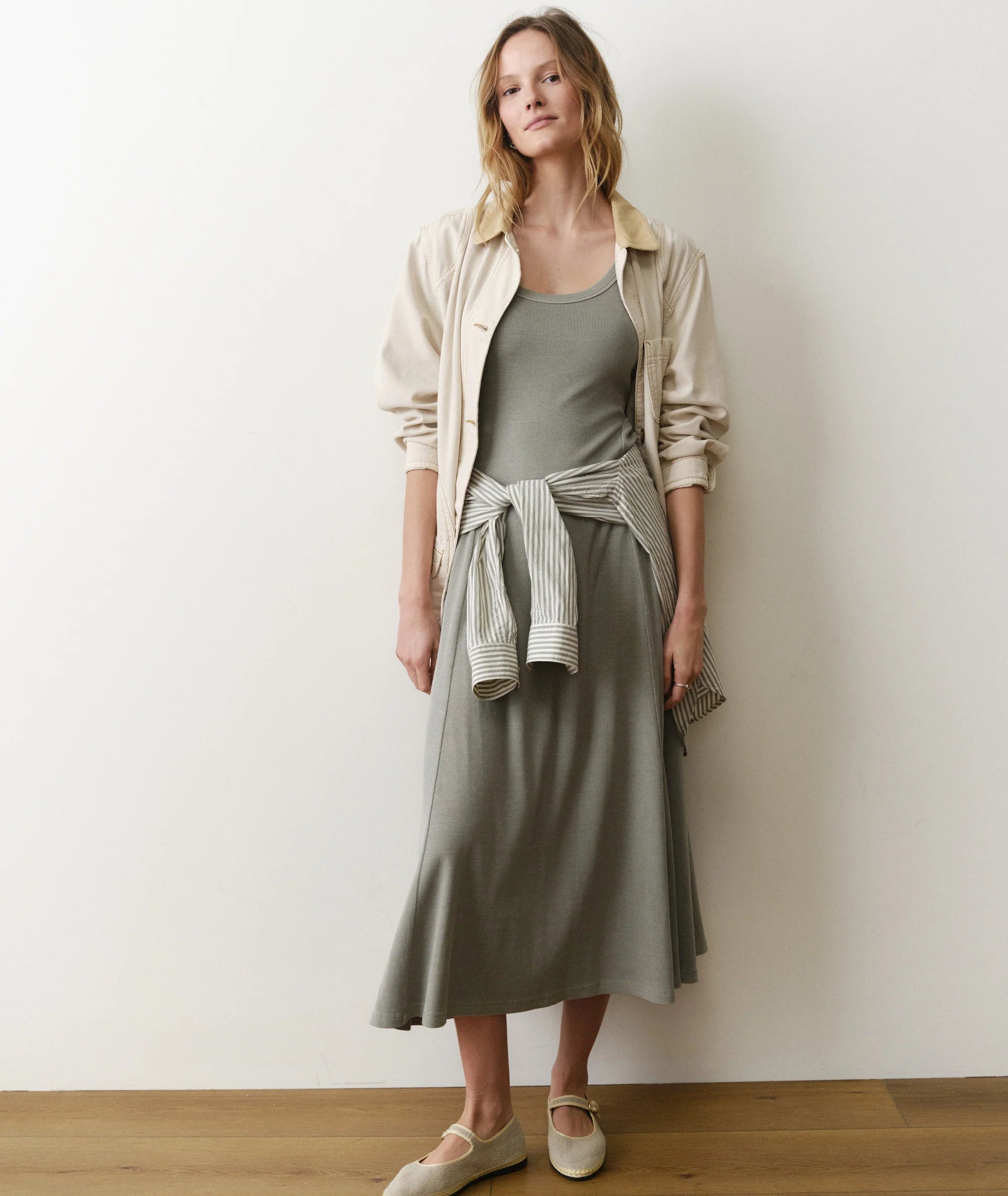 Lexi Rib Sun-In Fit & Flare Dress - Forest