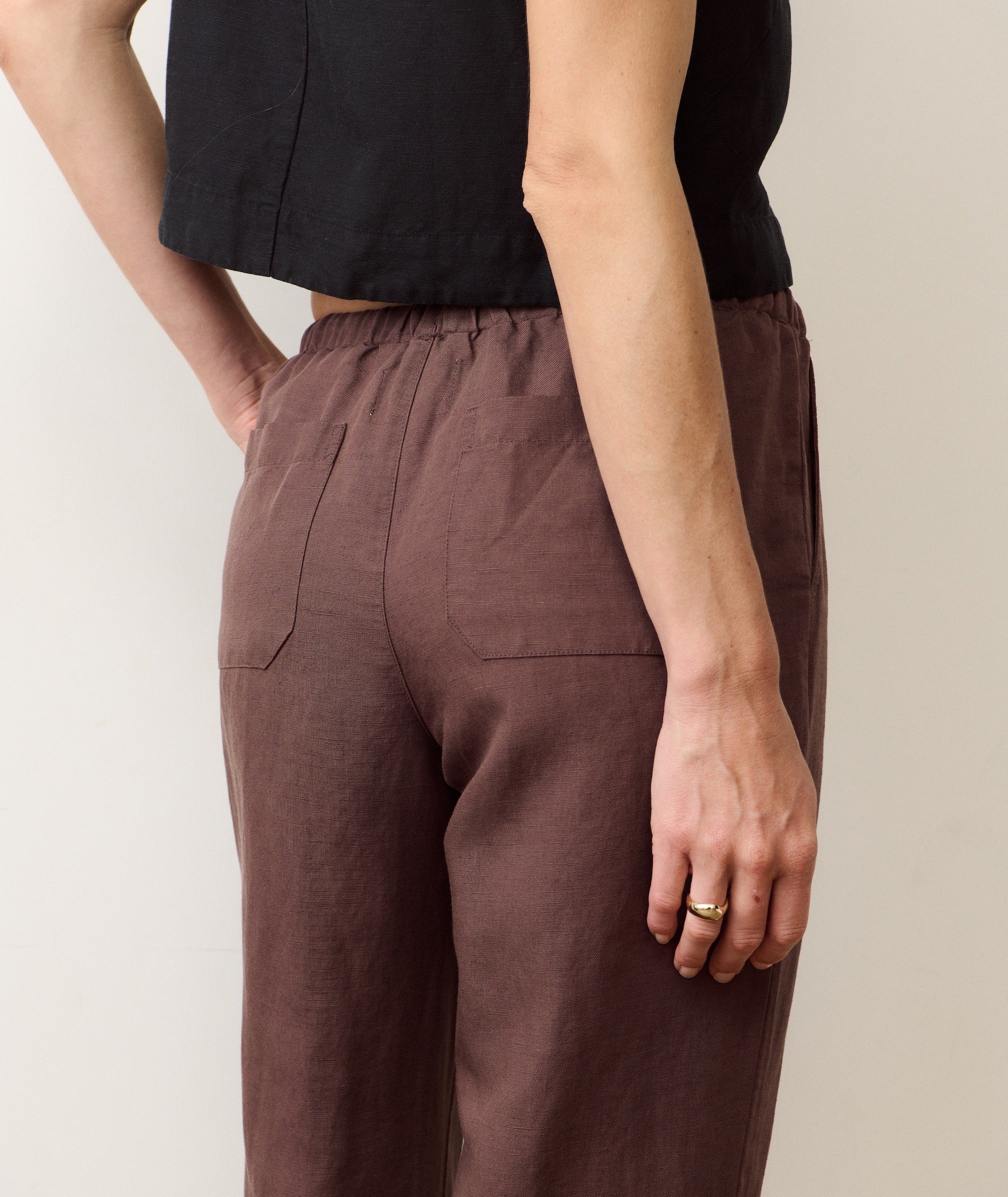 Linen Drawstring Pant - Chocolate