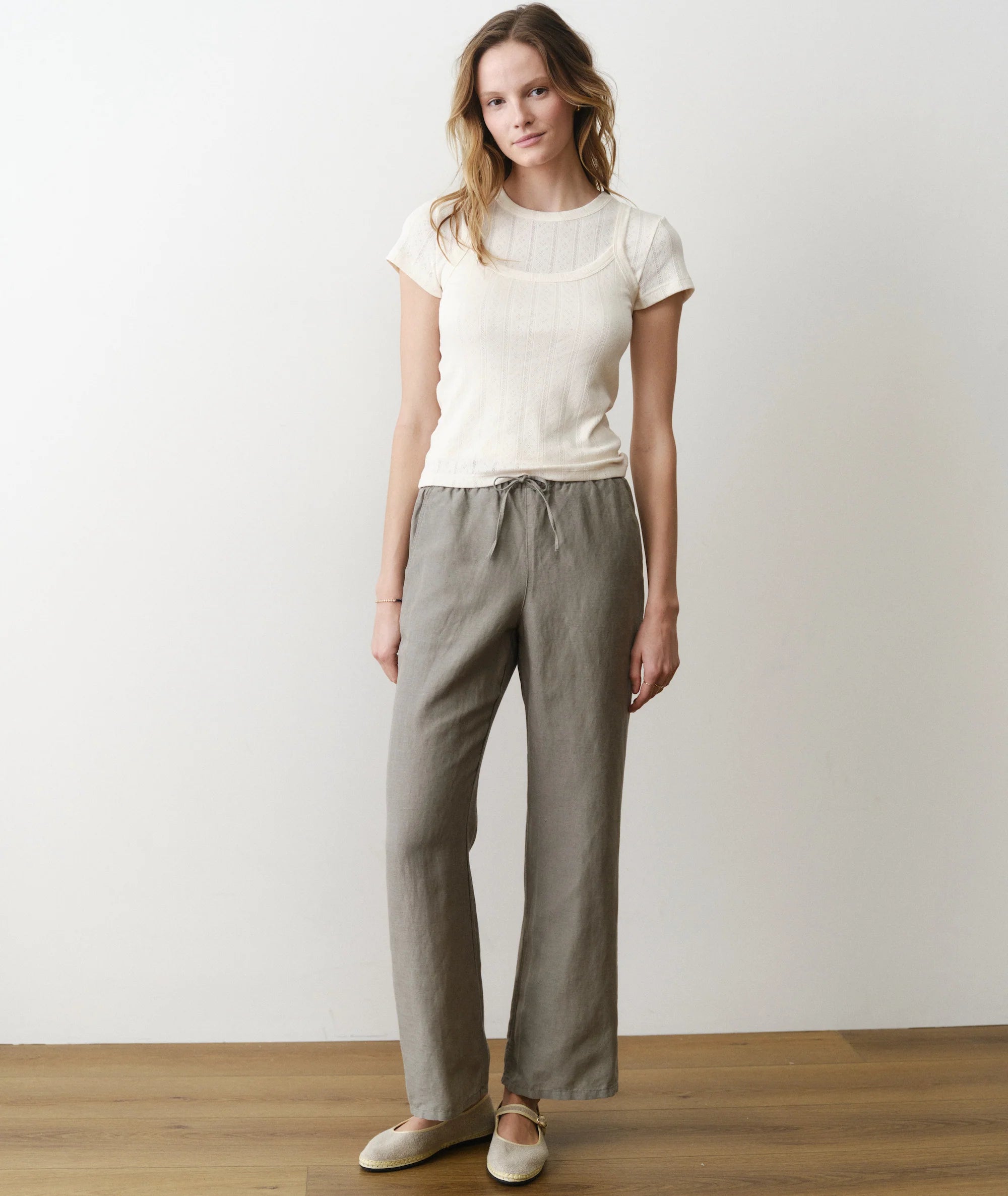 Linen Drawstring Pant - Sea Spray