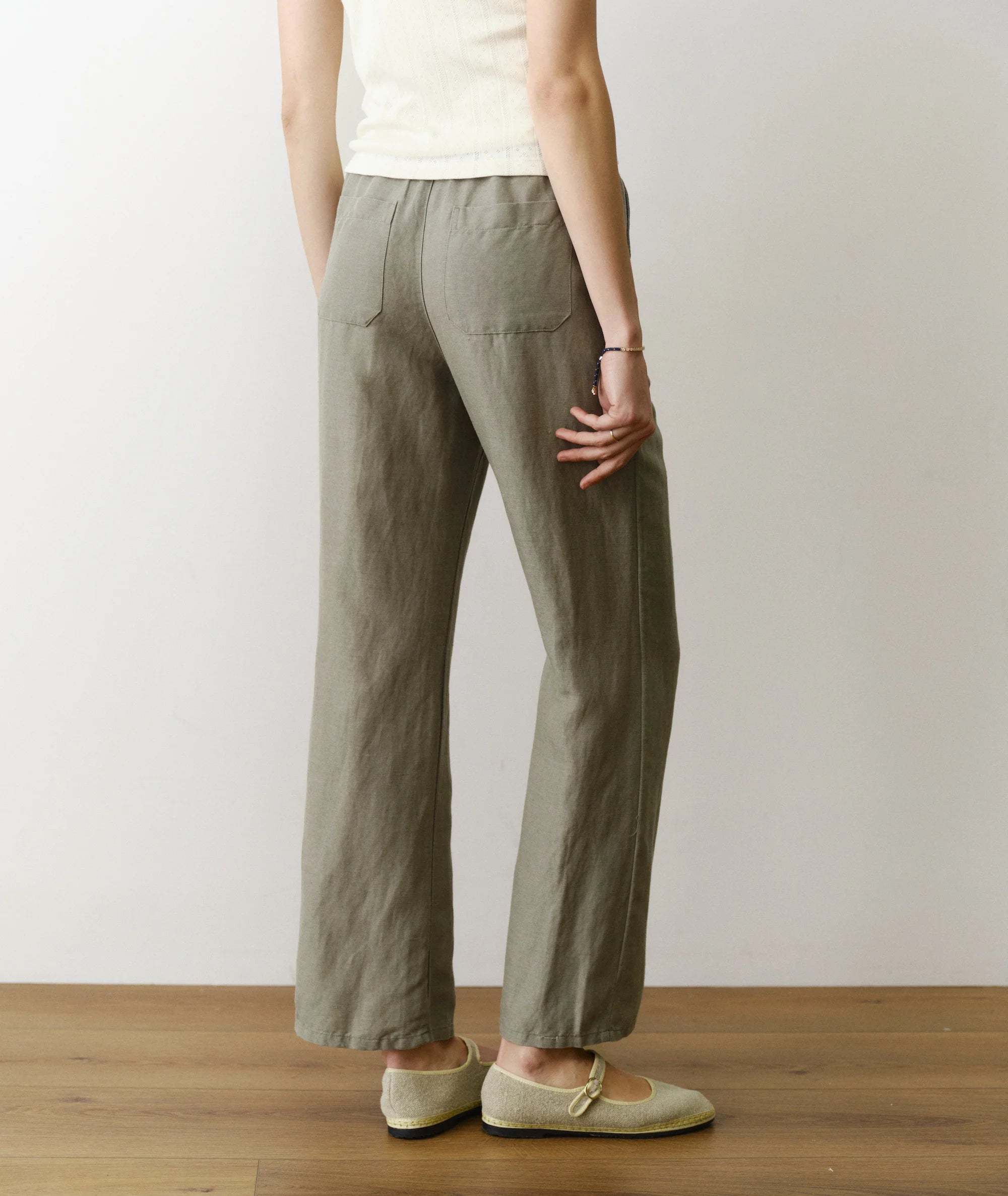 Linen Drawstring Pant - Sea Spray