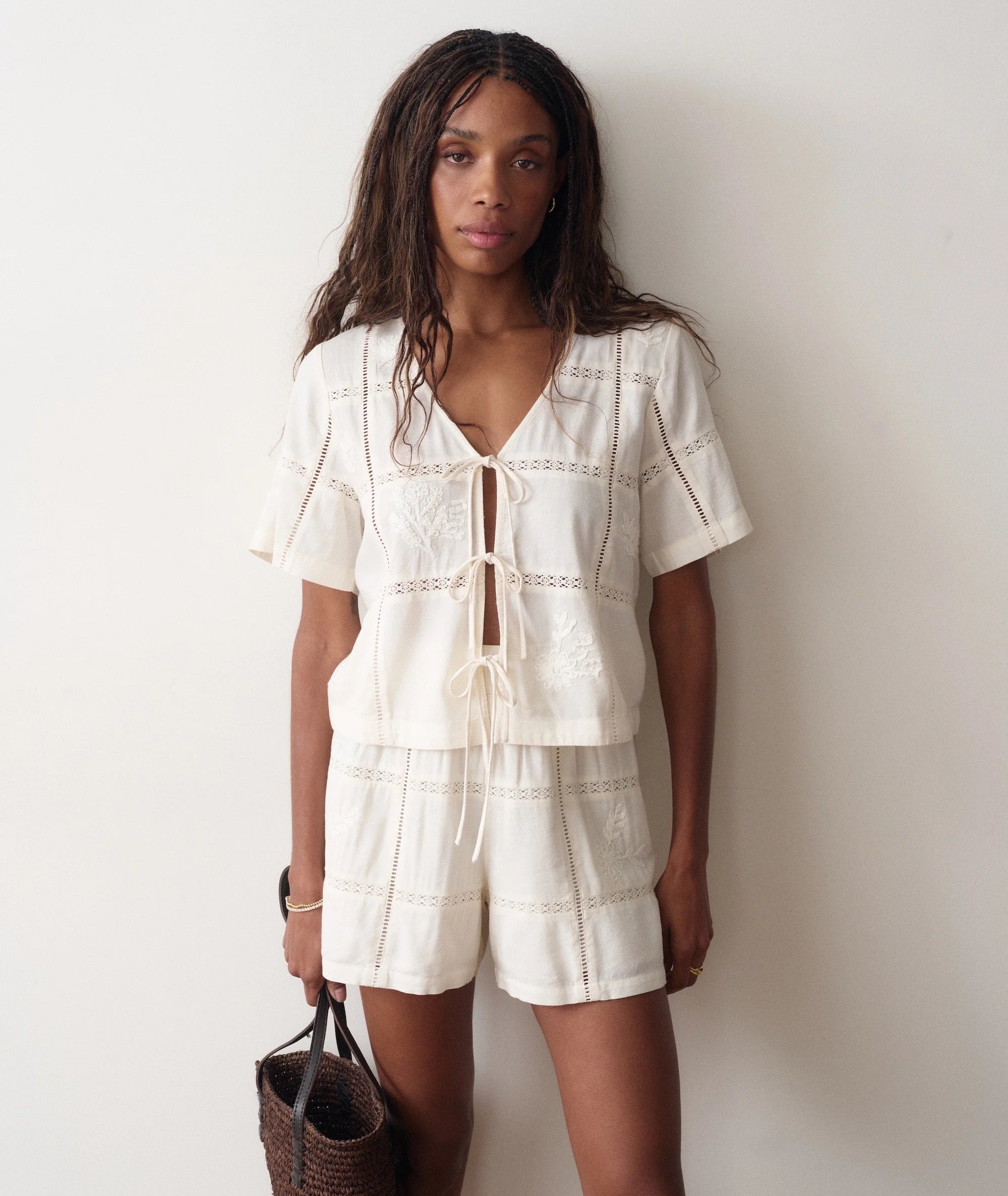 Marella Embroidered Top - Antique White