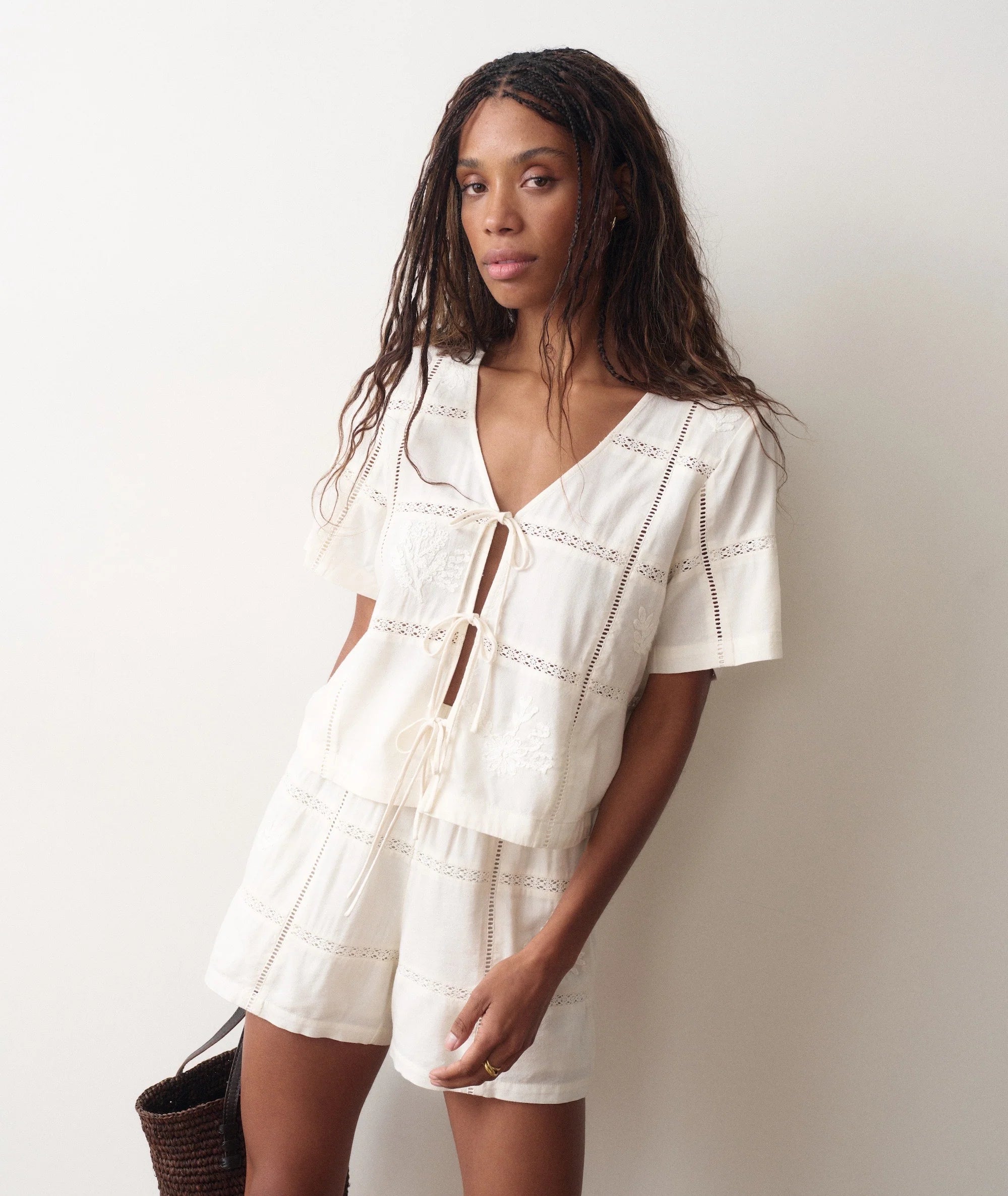 Marella Embroidered Top - Antique White