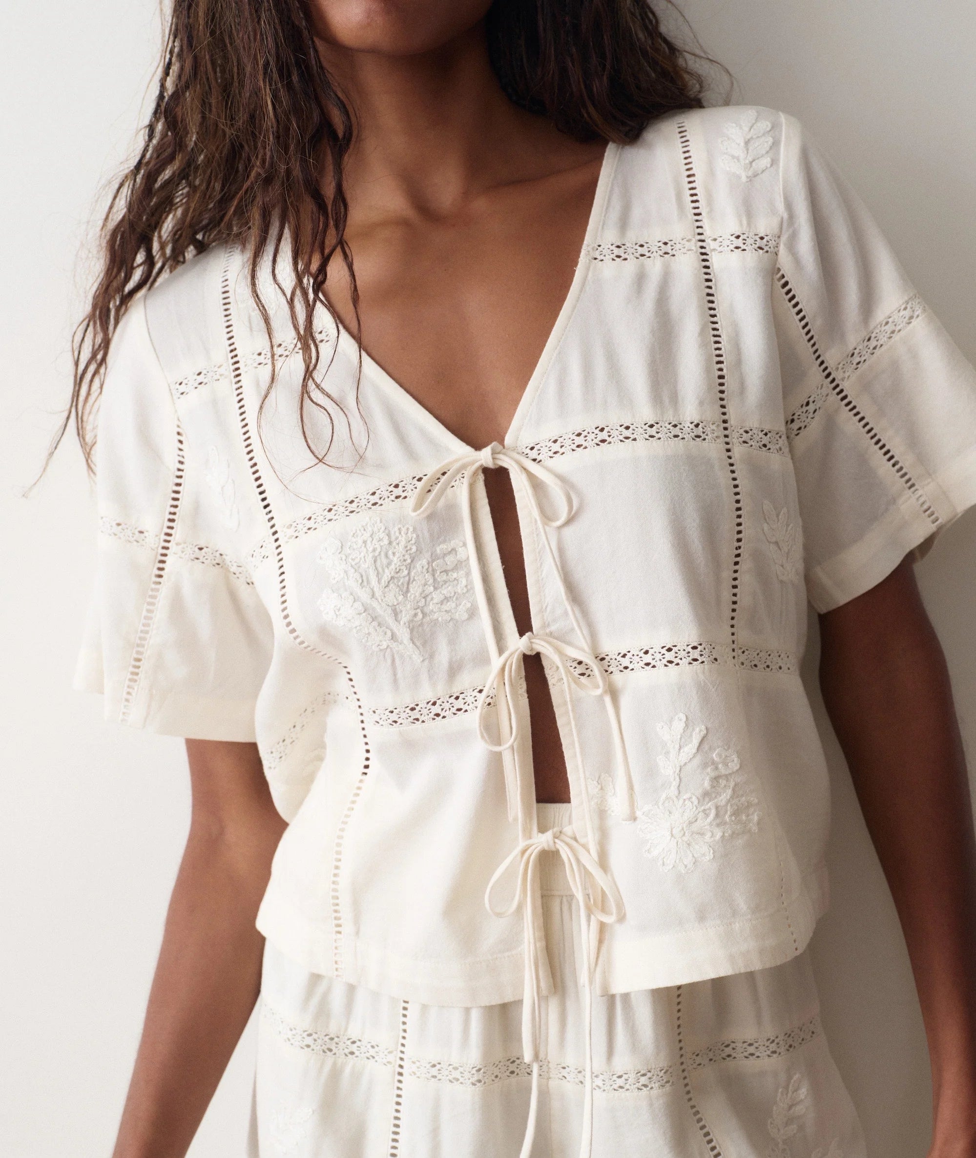 Marella Embroidered Top - Antique White