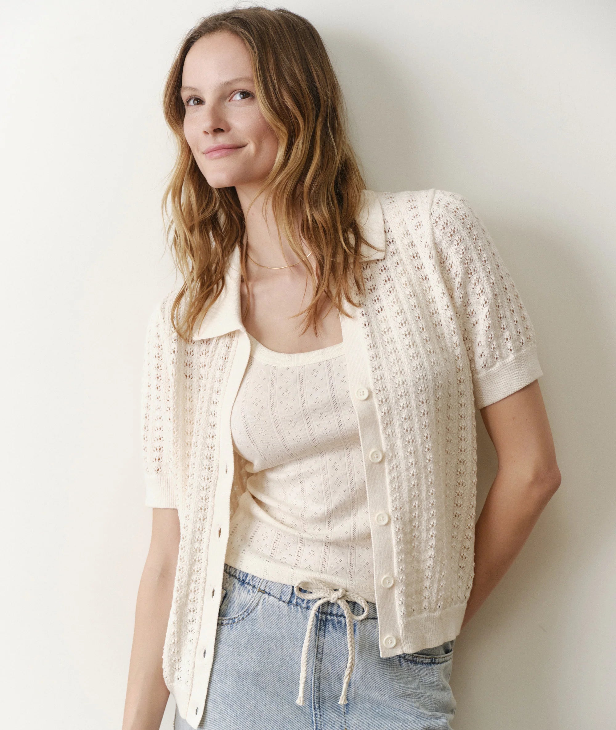 Piper Knit Resort Shirt - Cream