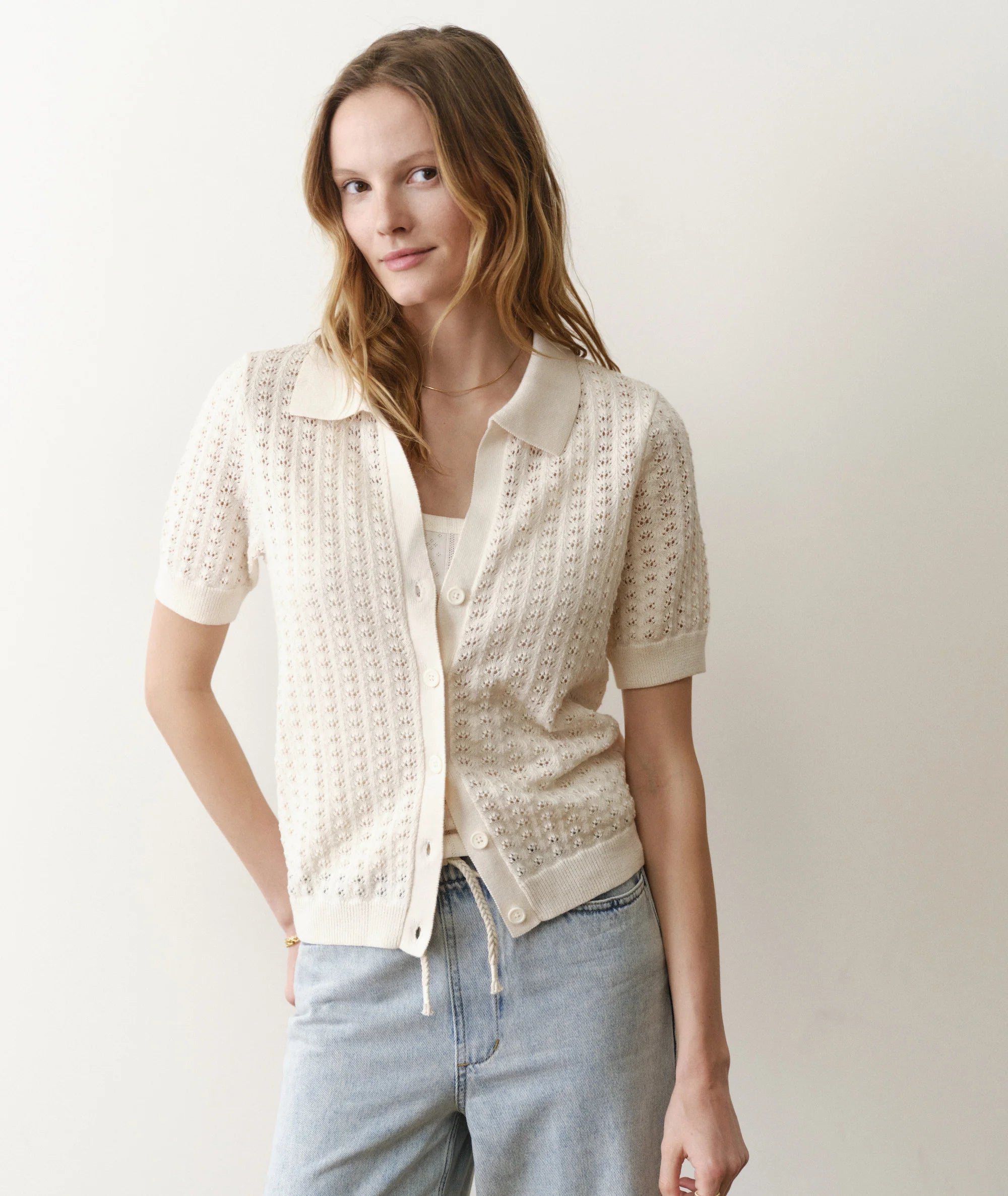 Piper Knit Resort Shirt - Cream