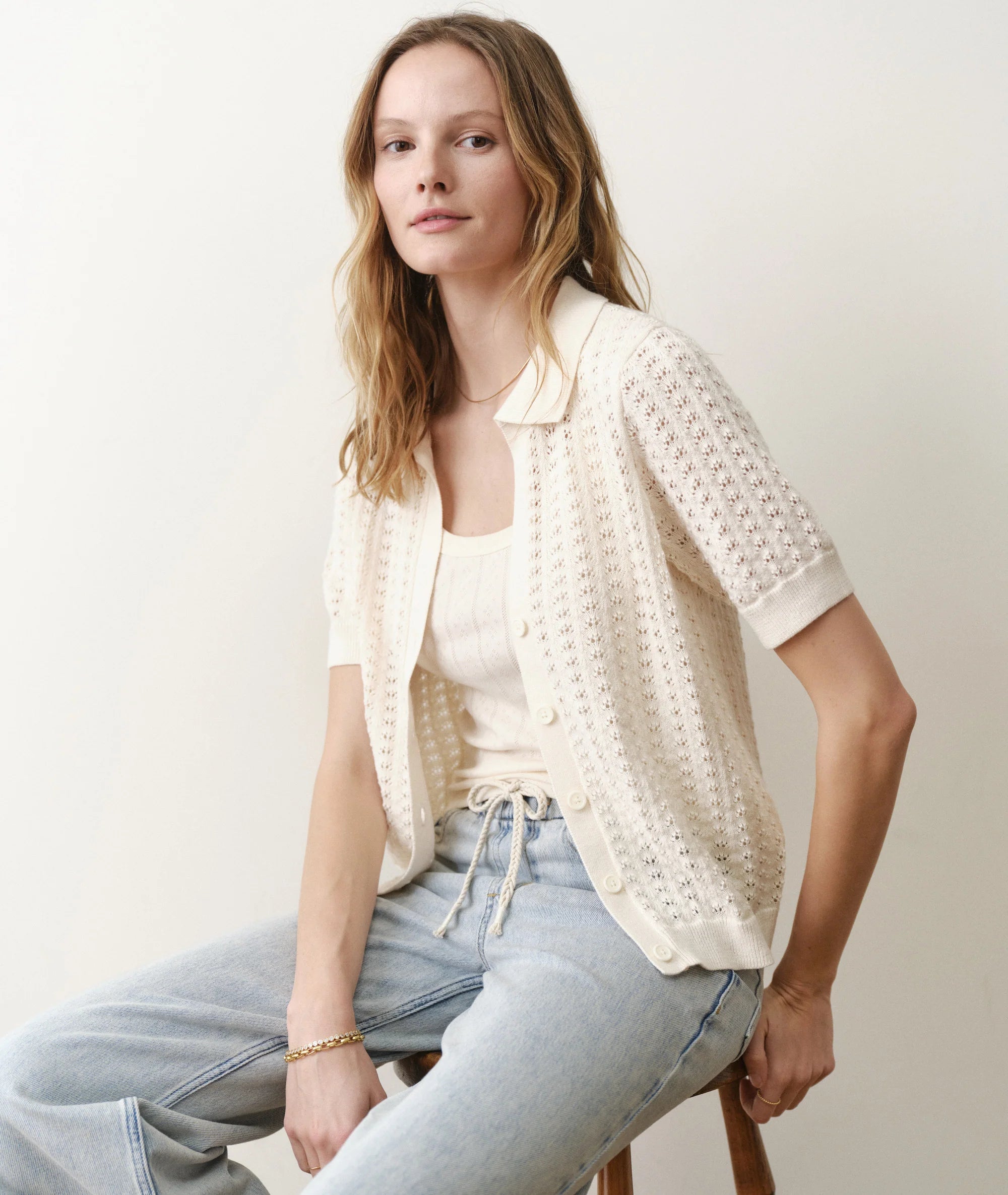 Piper Knit Resort Shirt - Cream