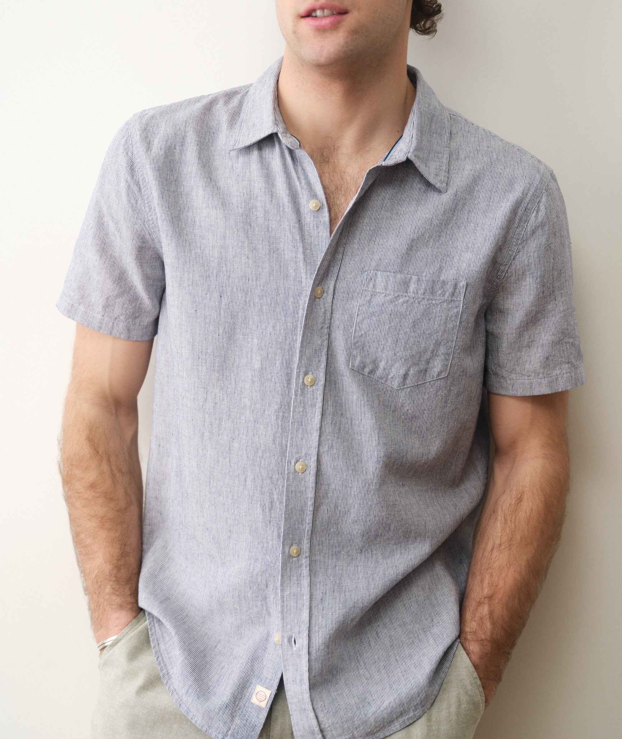 Better-Than-Linen Shirt - Natural/Navy Stripe