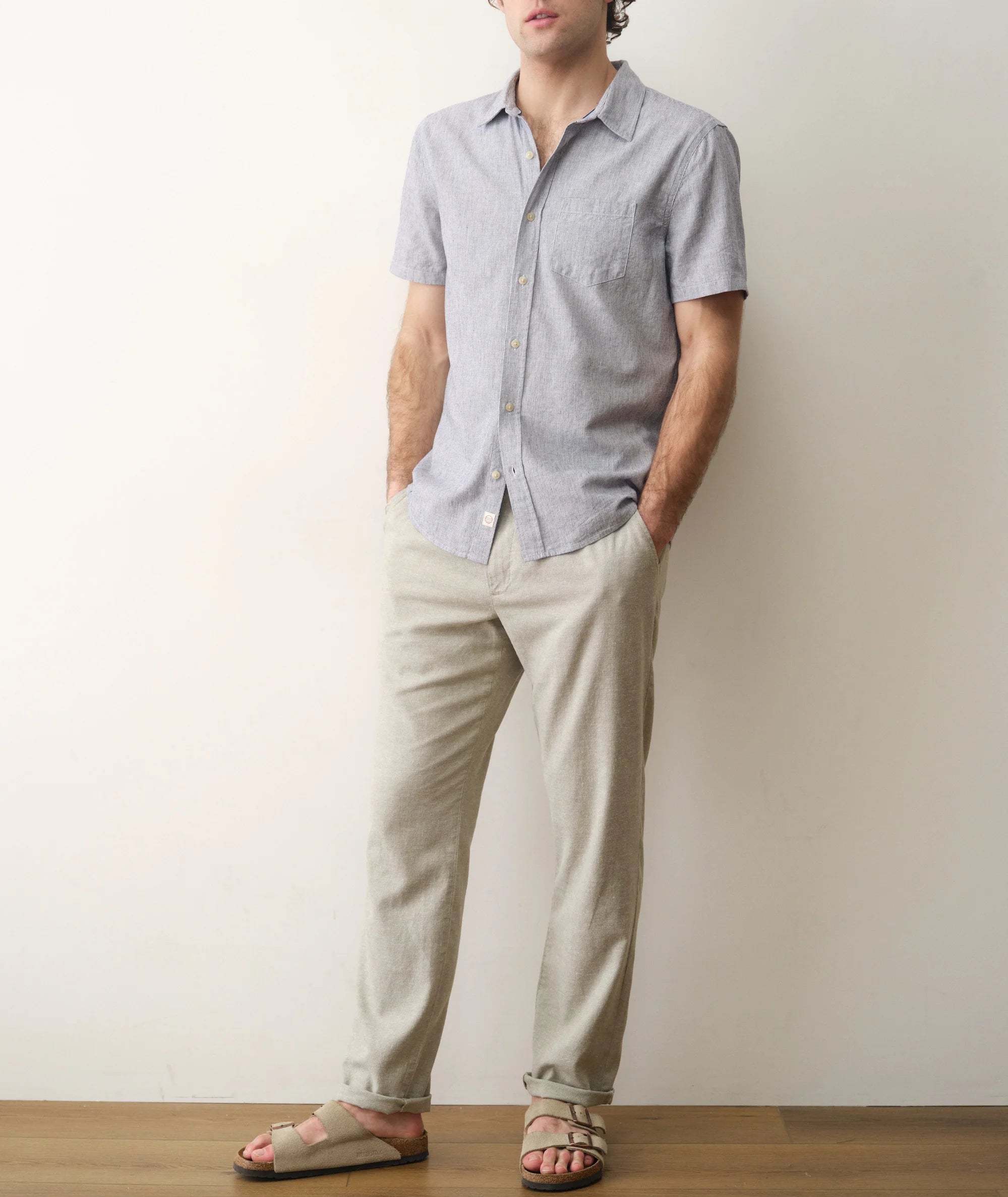 Better-Than-Linen Shirt - Natural/Navy Stripe