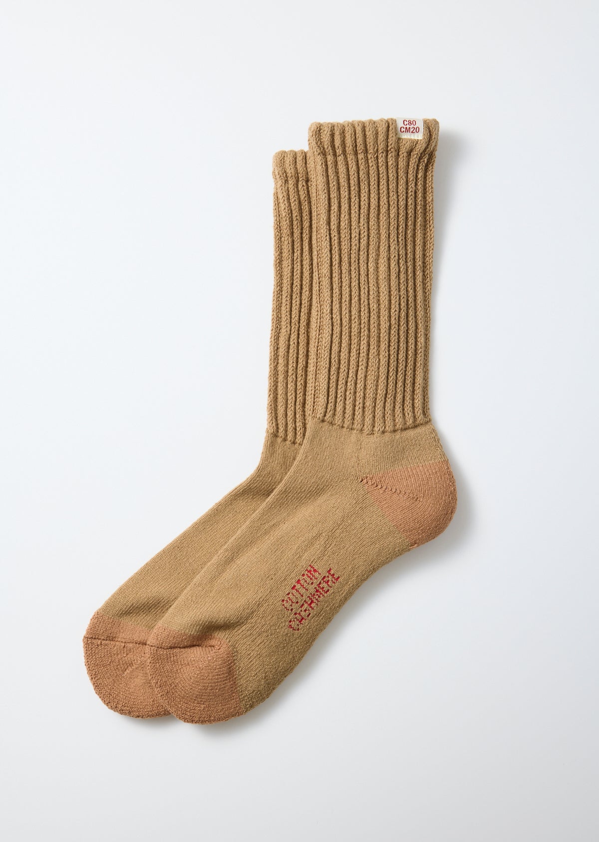 Everyday Cashmere Loose Pile Crew Socks - Khaki/Light Brown