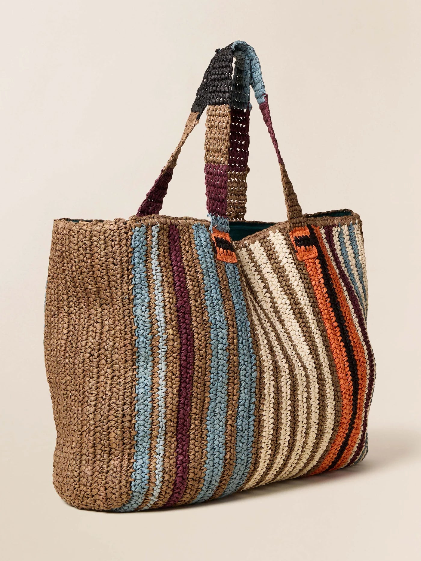 Straw Striped Beach Tote - Canyon Stripe
