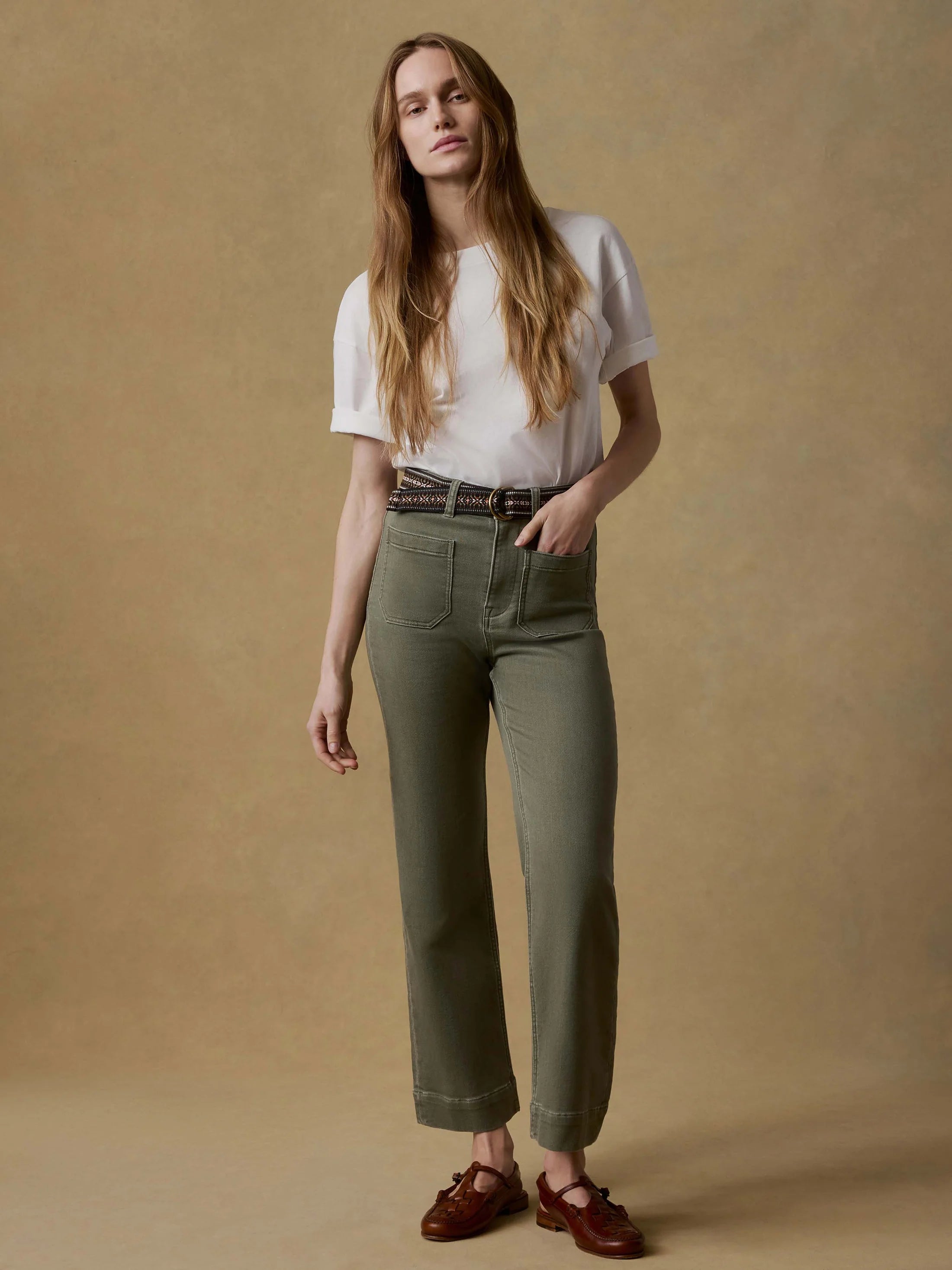 Stretch Terry Patch Pocket Pant - Island Olive