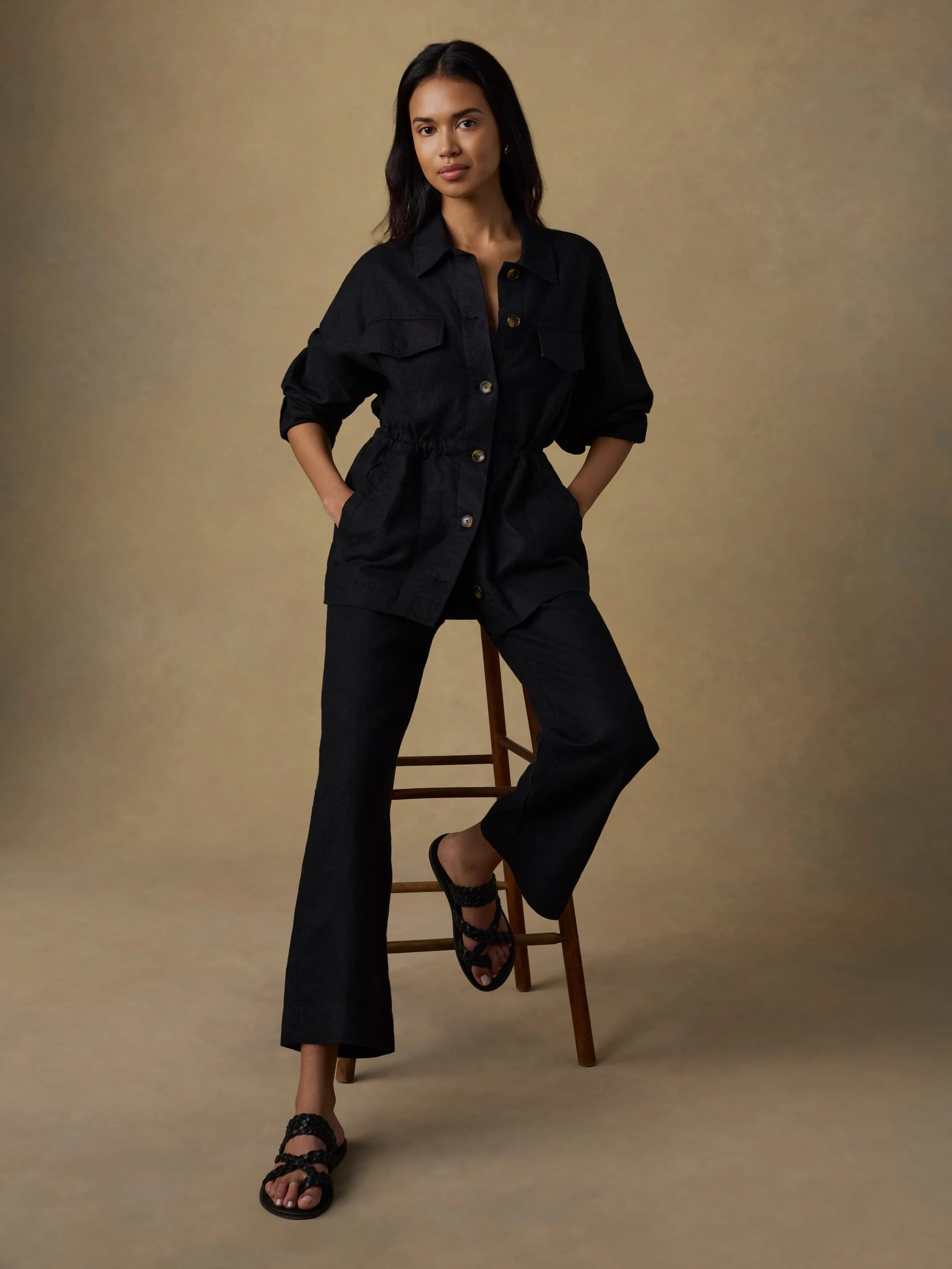 Sun Strider Linen Pants - Black