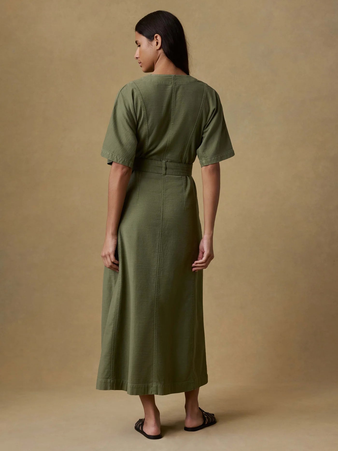 Soft Stretch Twill Camille Dress - Moss