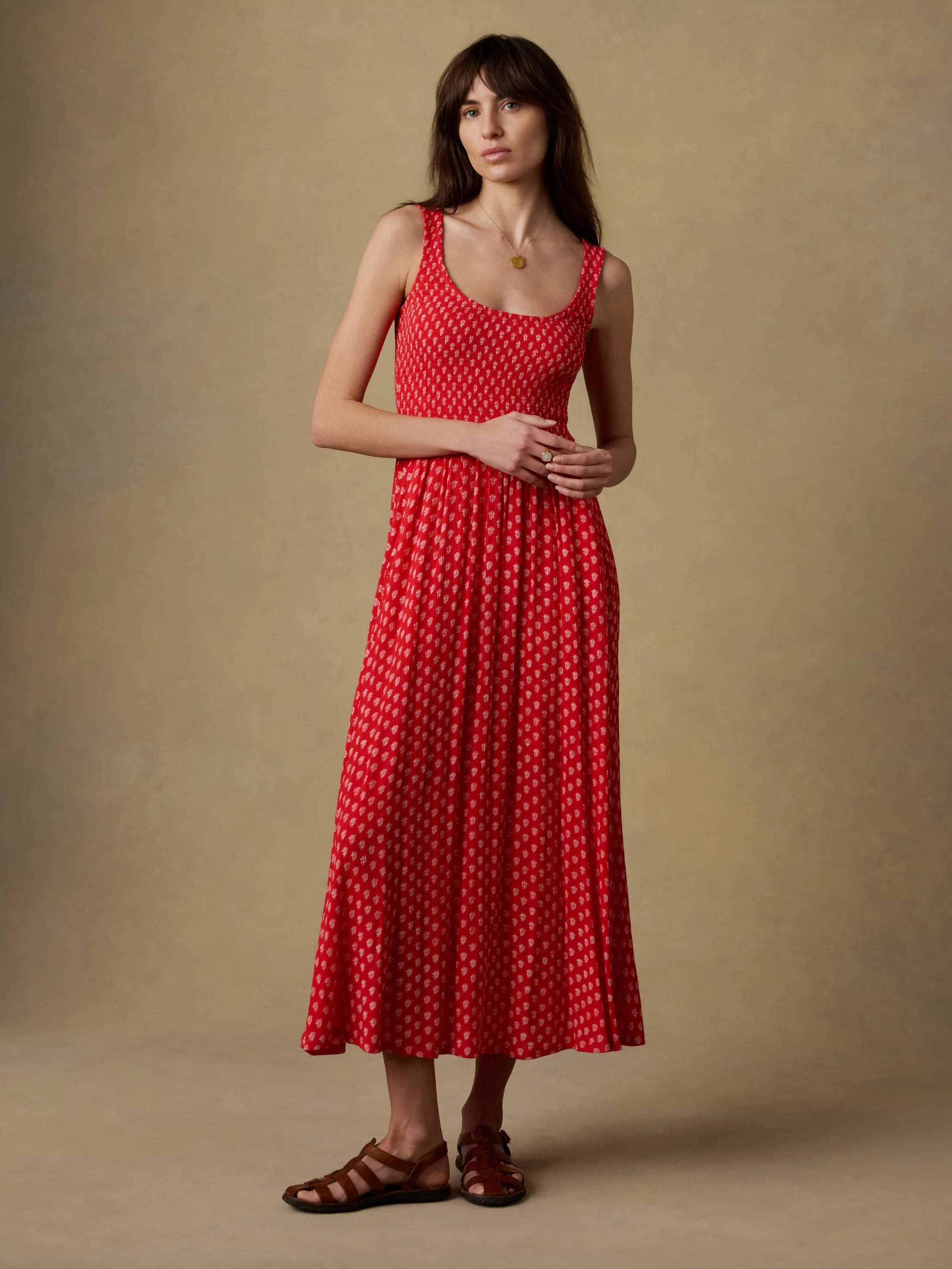Sophia Smocked Dress - Red Lotus Floral