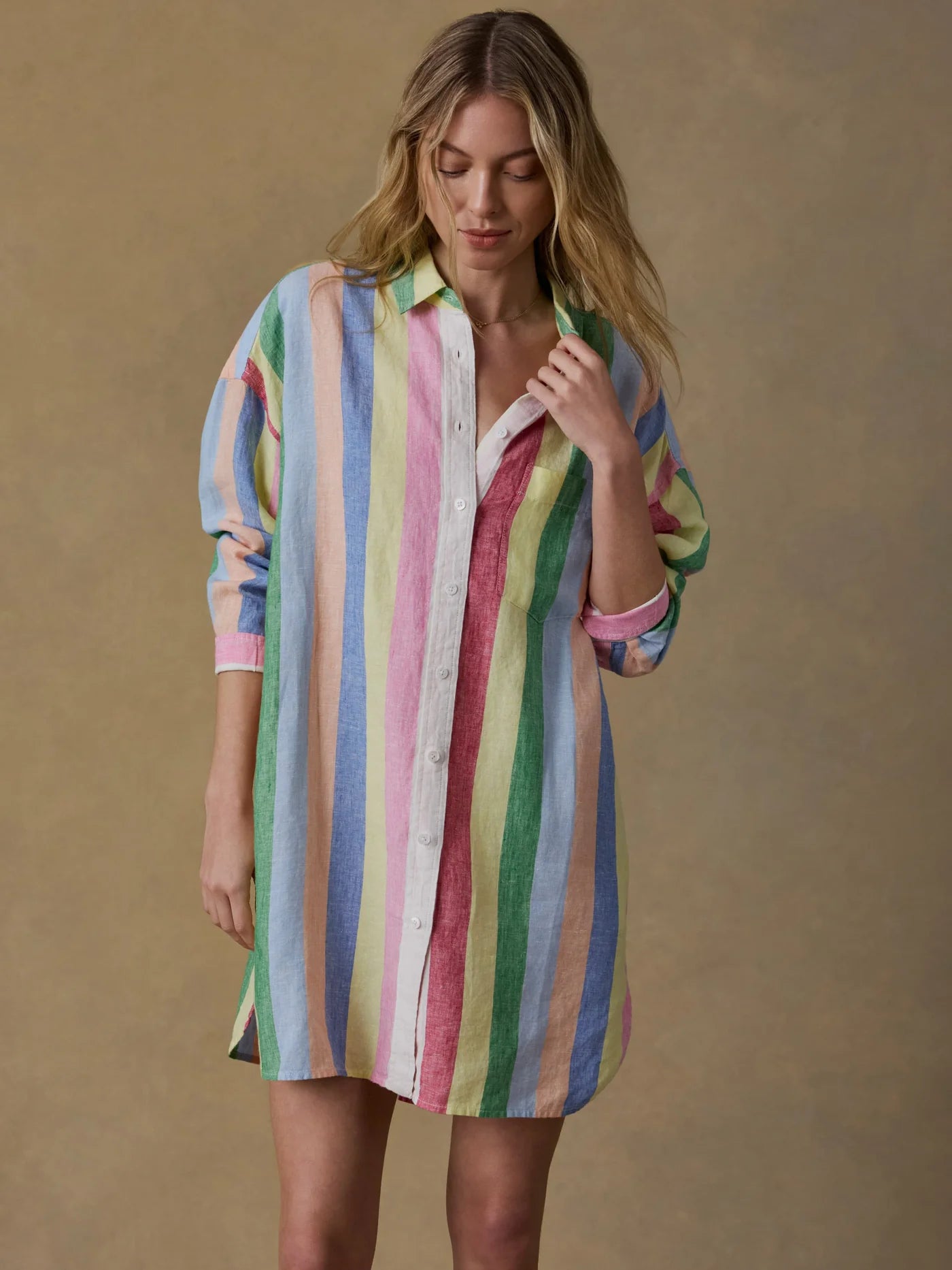 Laguna Linen Mini Shirtdress - Sunbeam Stripe