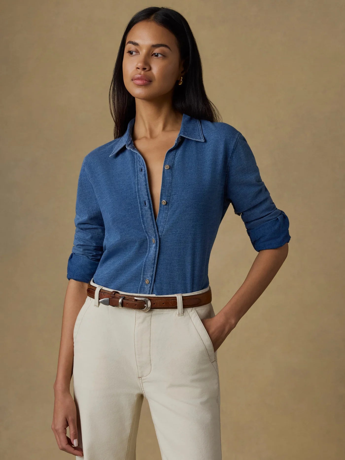 Sunwashed Knit Shirt - Medium Indigo Wash