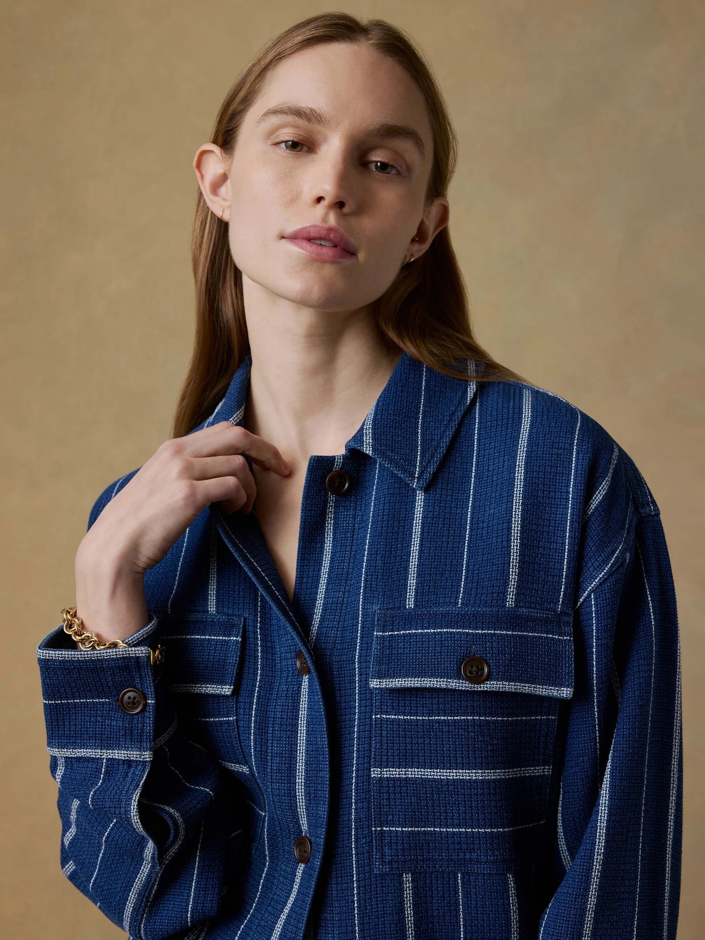 Island Tide Shirt Jacket - Indigo Drift Stripe