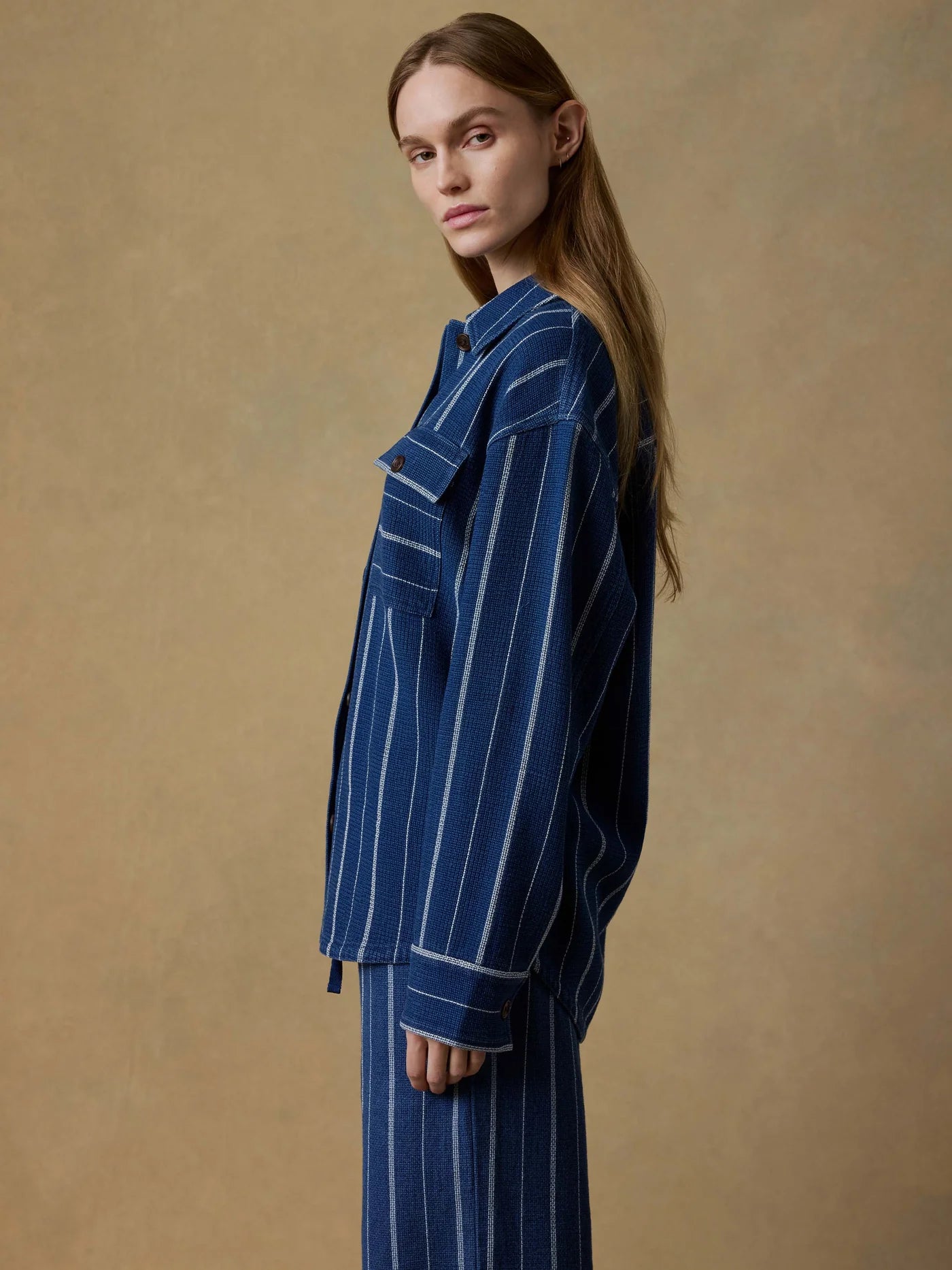 Island Tide Shirt Jacket - Indigo Drift Stripe