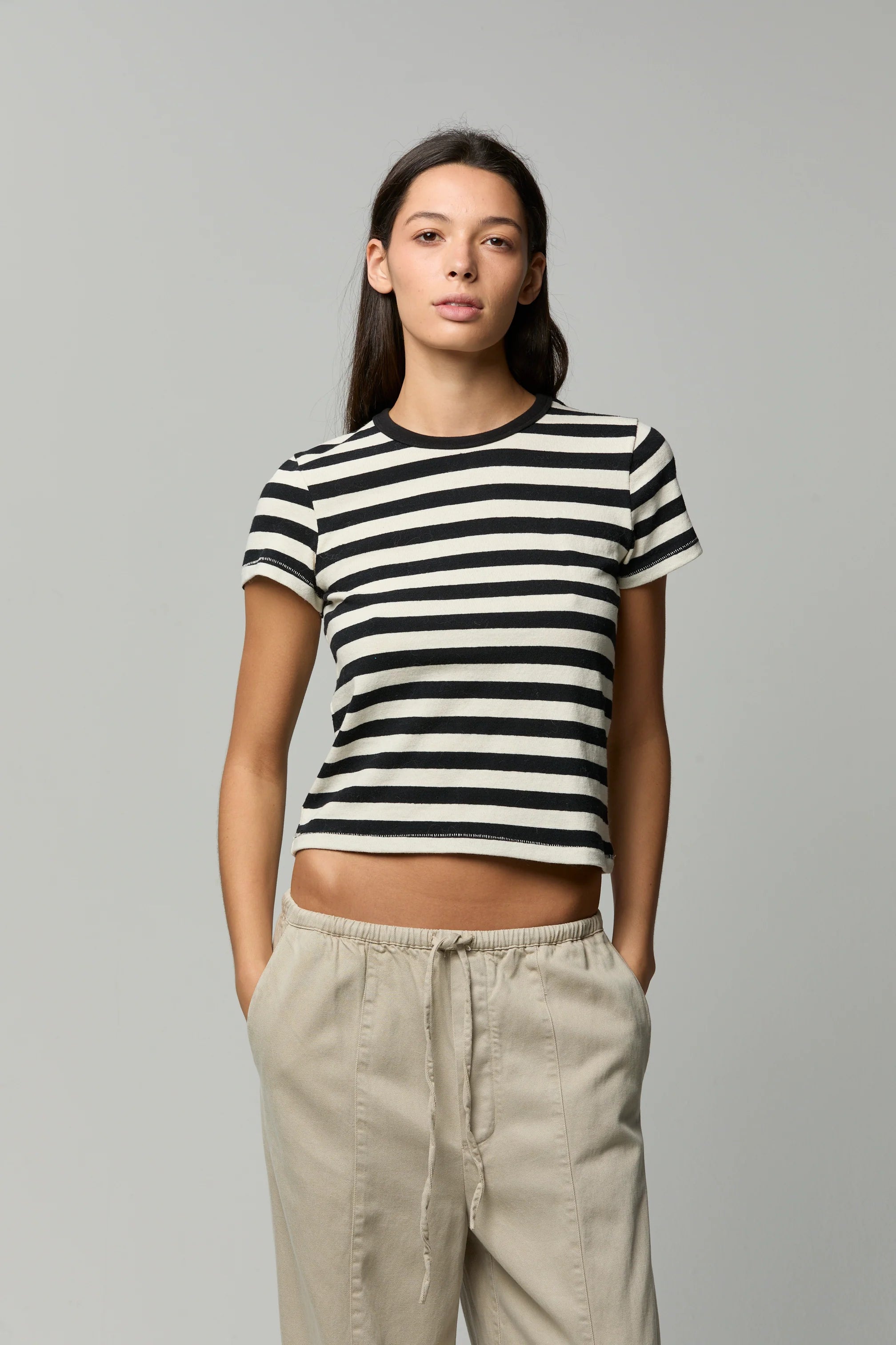 Rylee Tee - Black/White Stripe