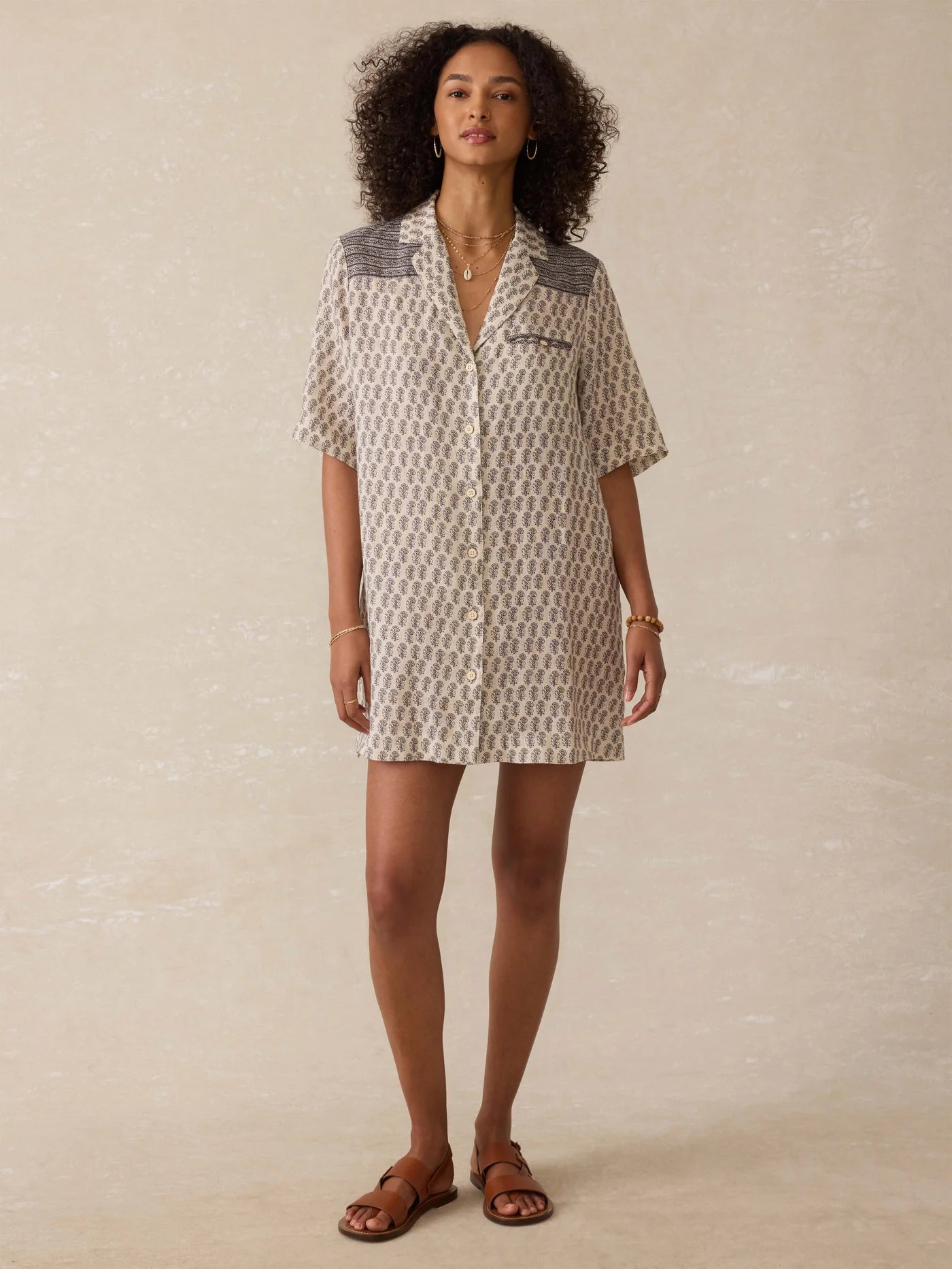 Paradise Point Linen Dress - Summer Pearl Blossom