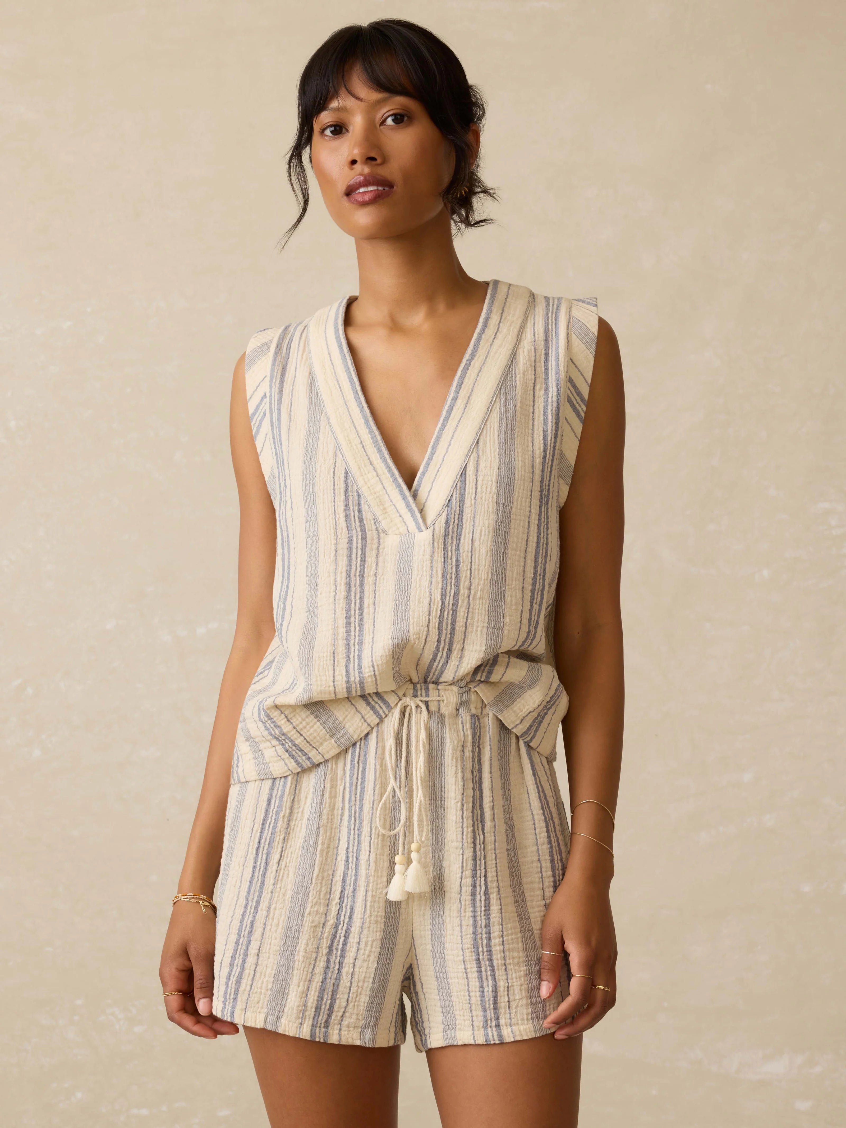 Dune Cotton Gauze Sleeveless Popover