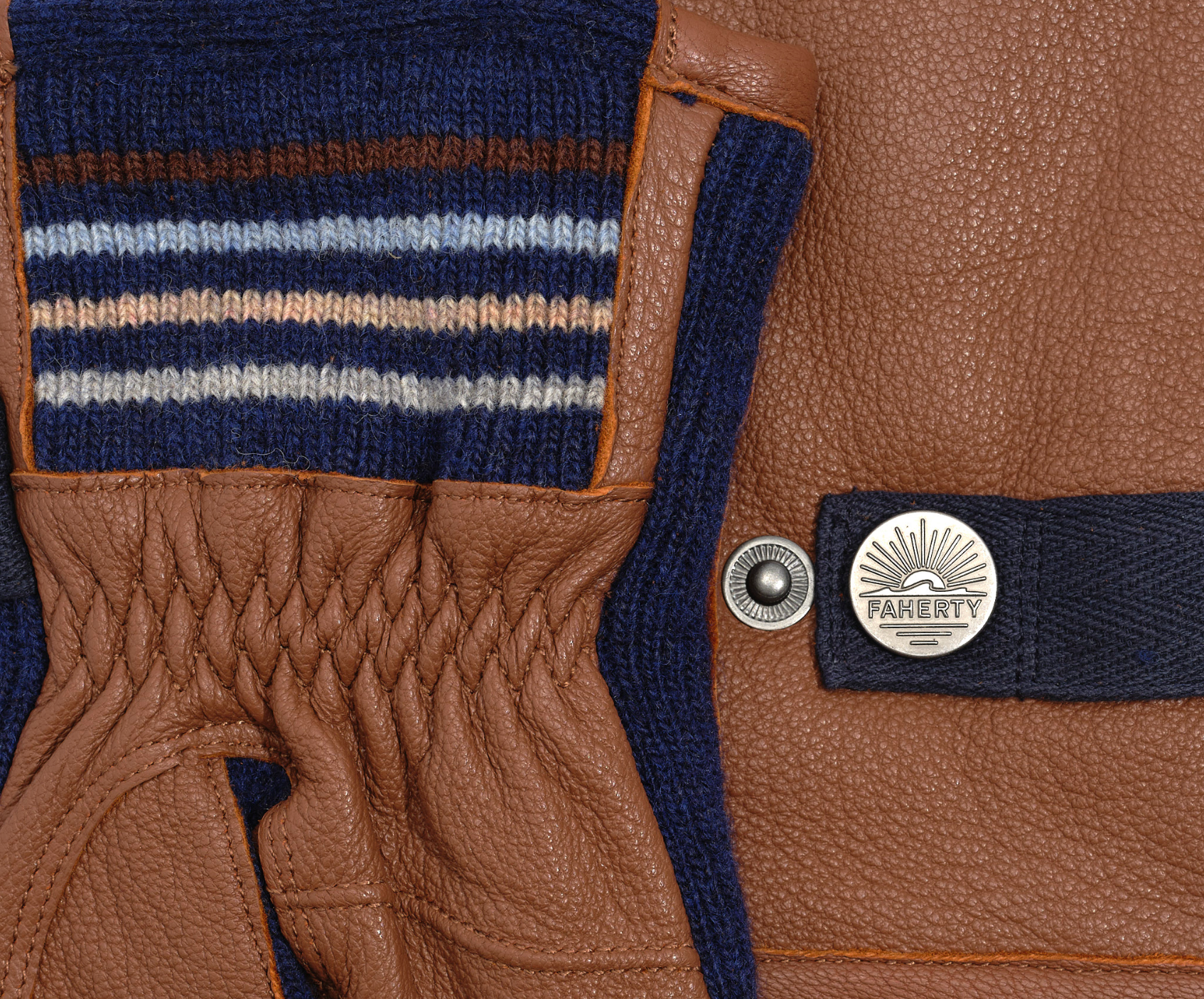 Leather Glove with Striped Rib Winter25