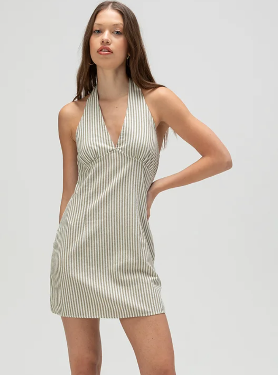 Valley Stripe Halter Mini Dress