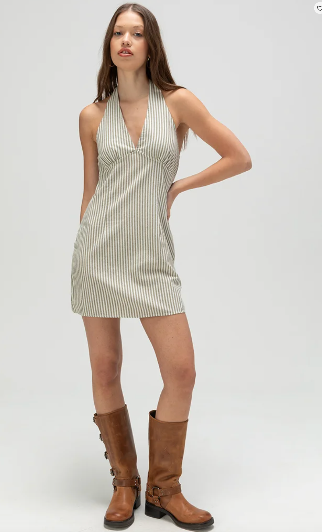 Valley Stripe Halter Mini Dress