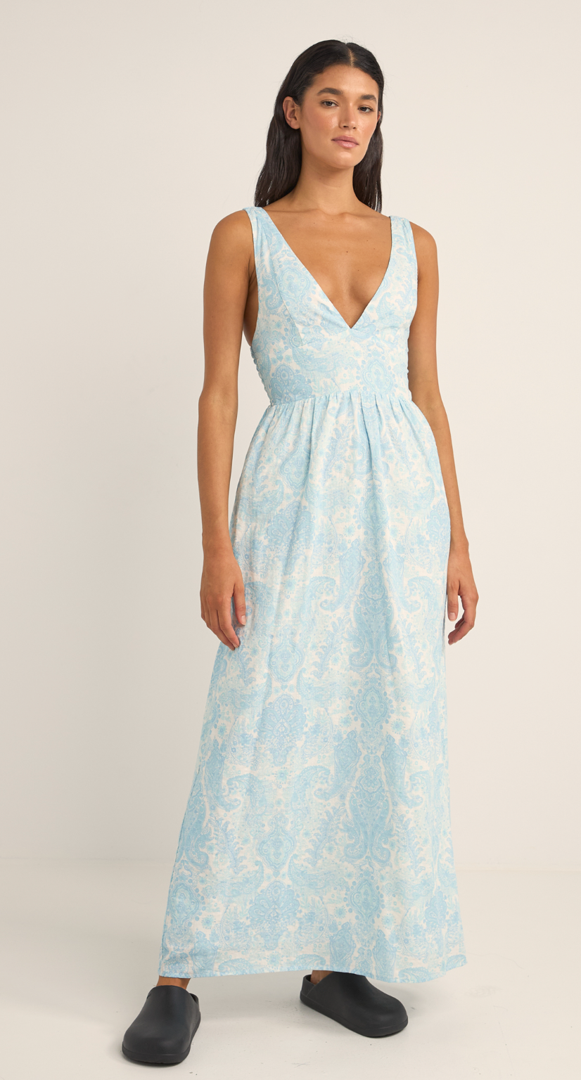 Jean Paisley Maxi Dress - Blue