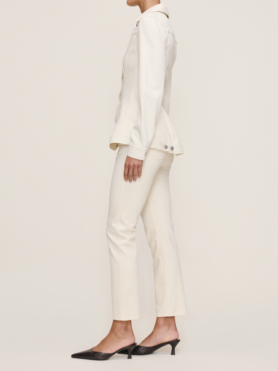 Peplum Long Sleeve Jacket - Ecru