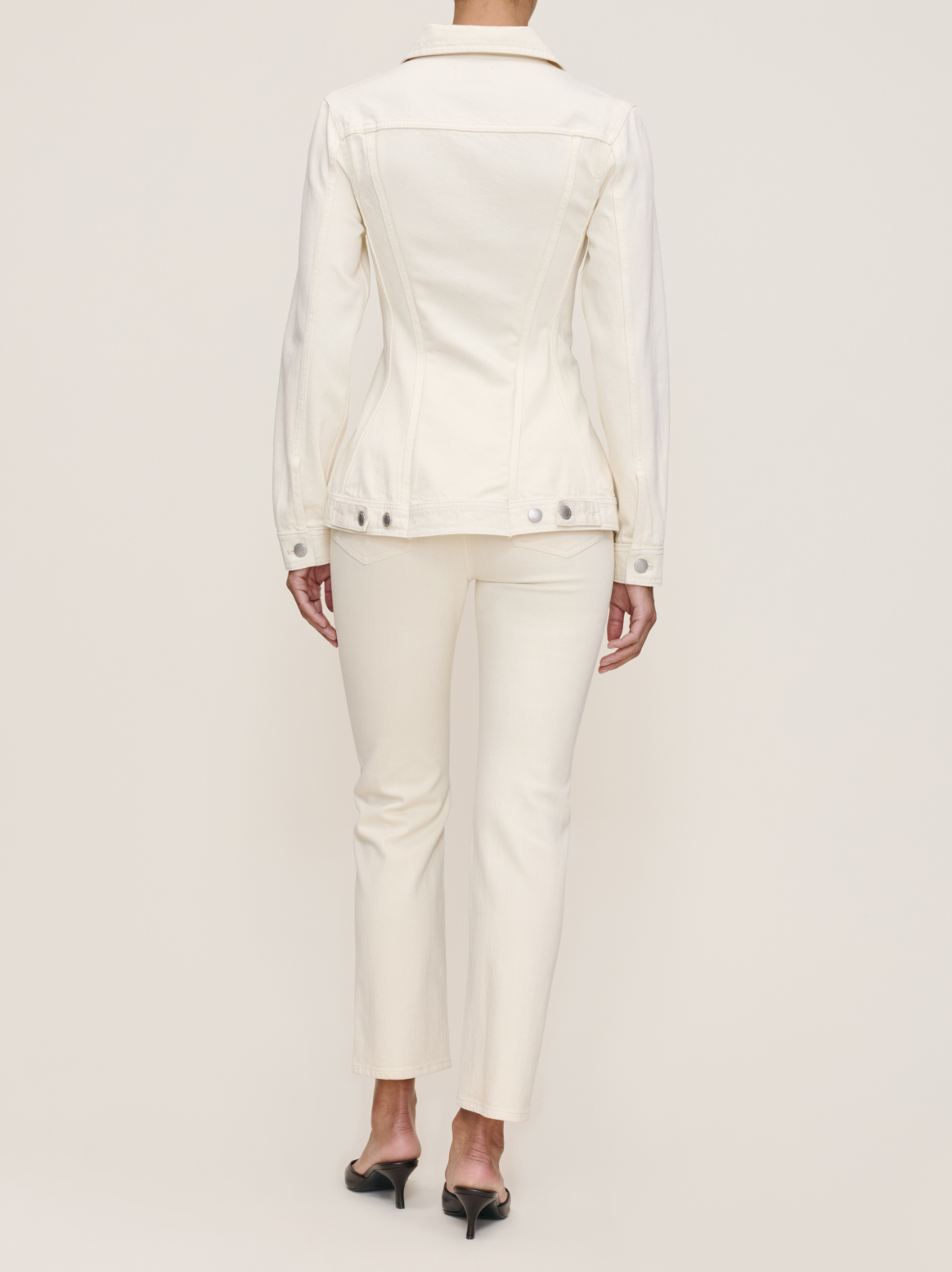 Peplum Long Sleeve Jacket - Ecru