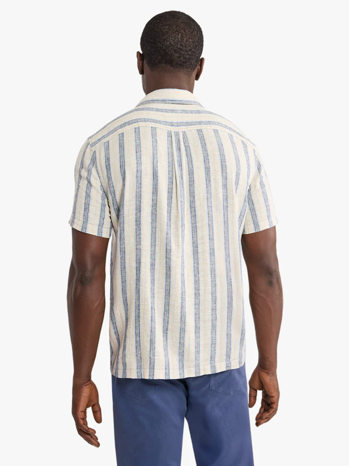 Oasis Textured Shirt - Sea Blue Stripe