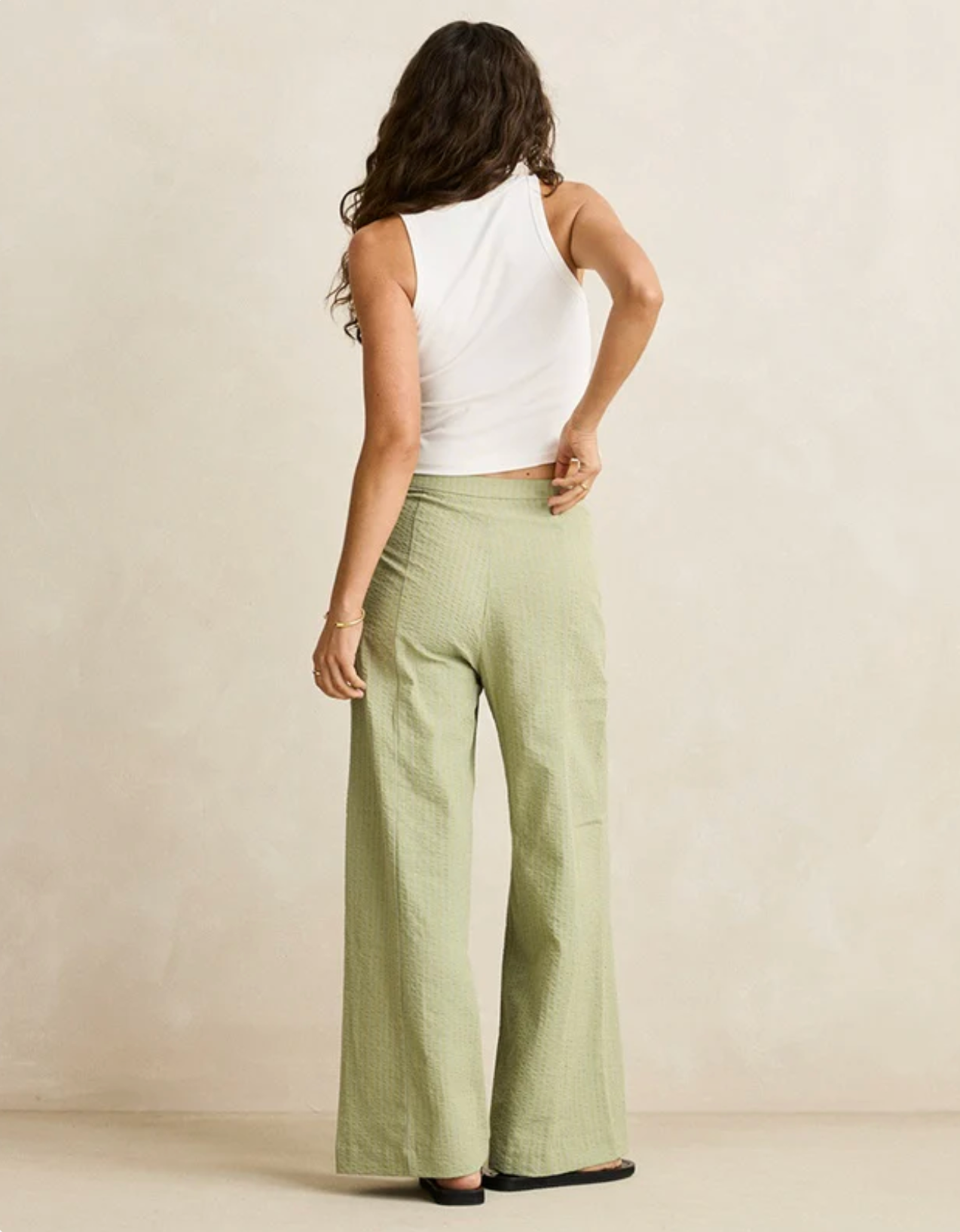 Vista Stripe Wide Leg Pant - Olive