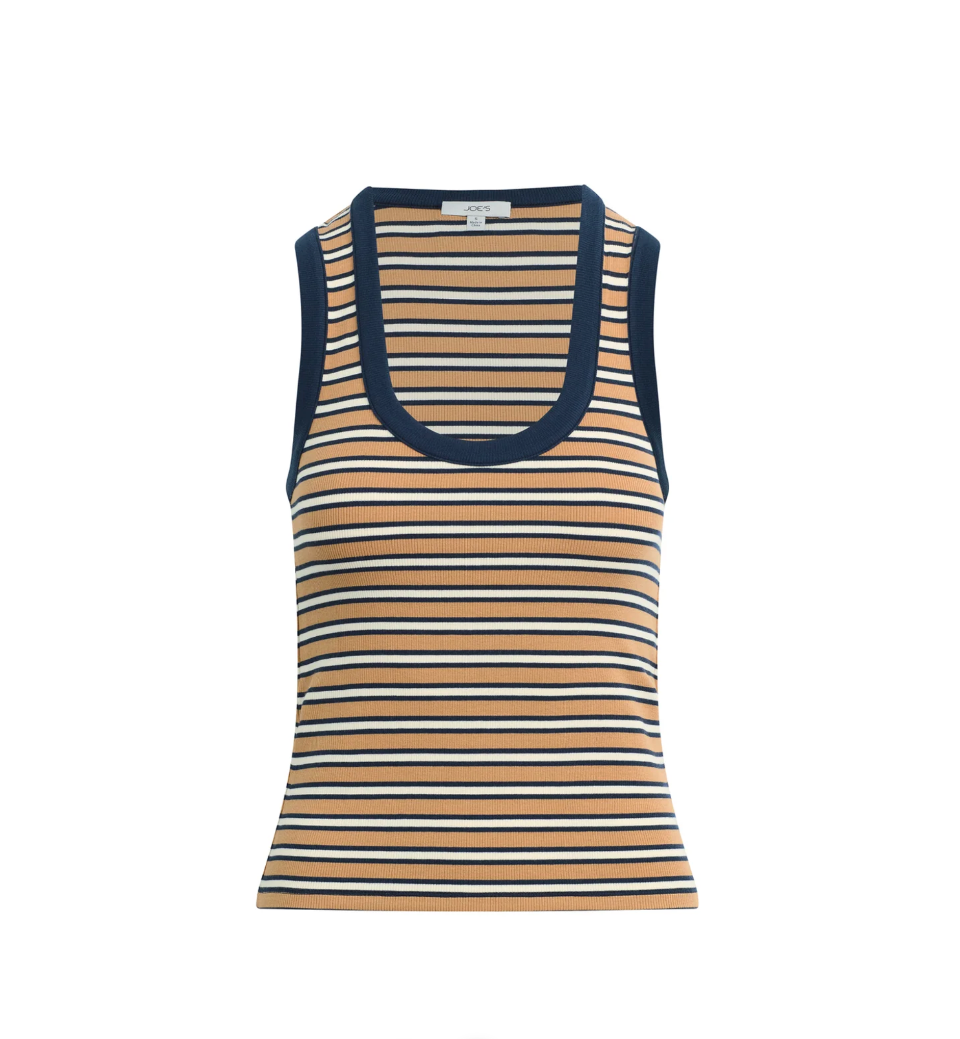 The U-Neck Tank - Honey/Navy Stripe