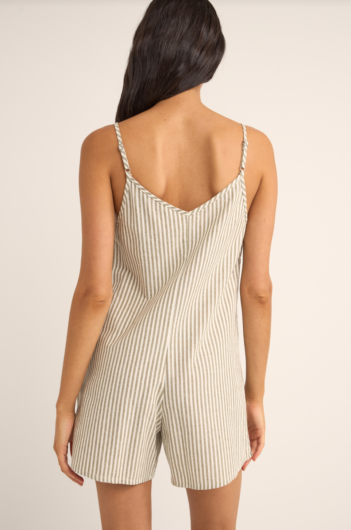 Valley Stripe Adjustable Romper - Ivy